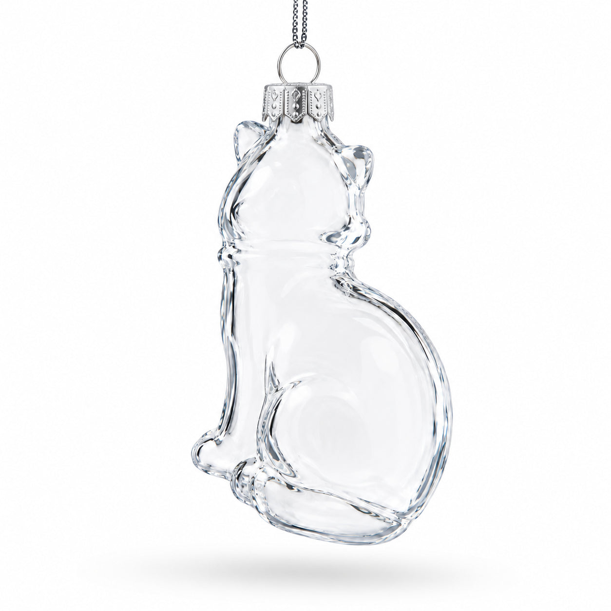 Cat Clear Glass Christmas Ornament
