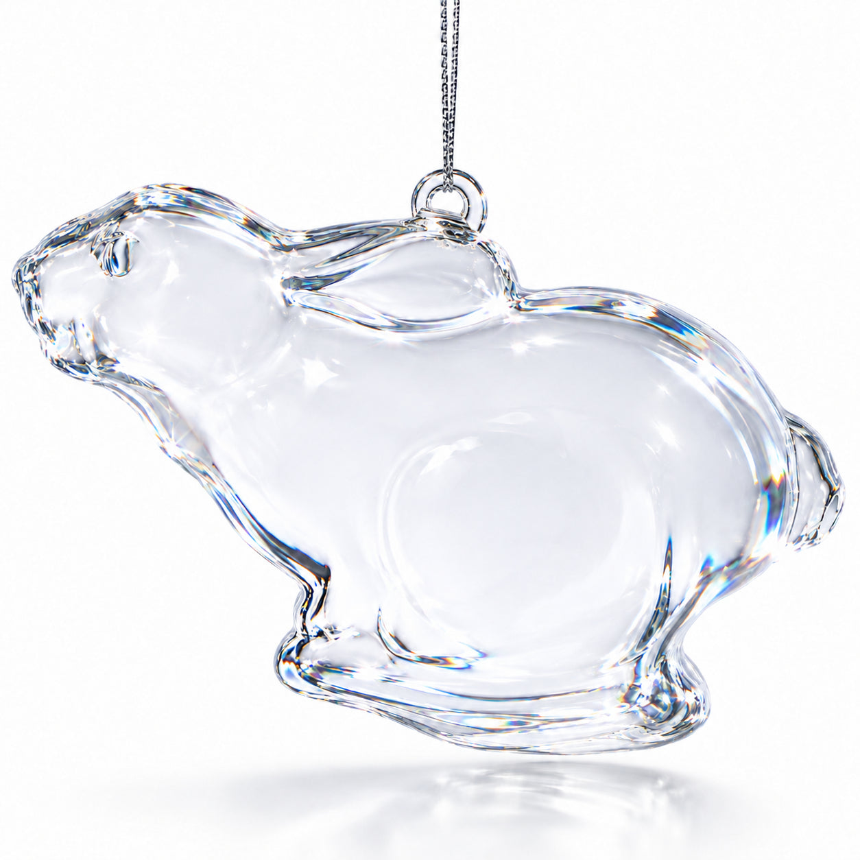 Bunny Clear Glass Christmas Ornament