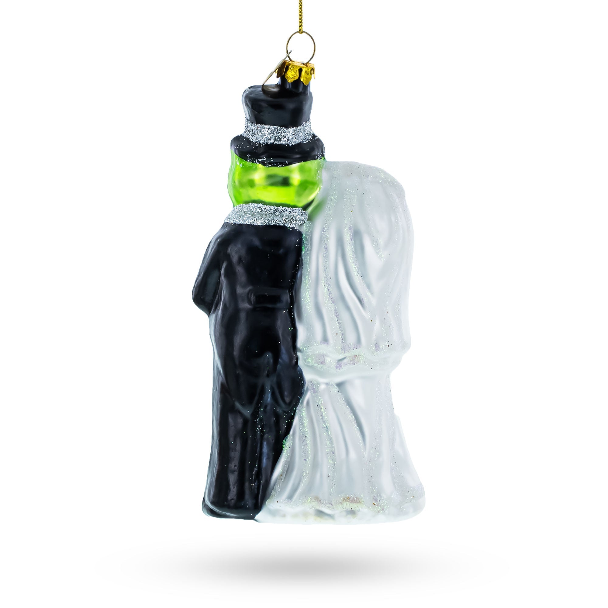 Frog Bride and Groom Glass Christmas Ornament