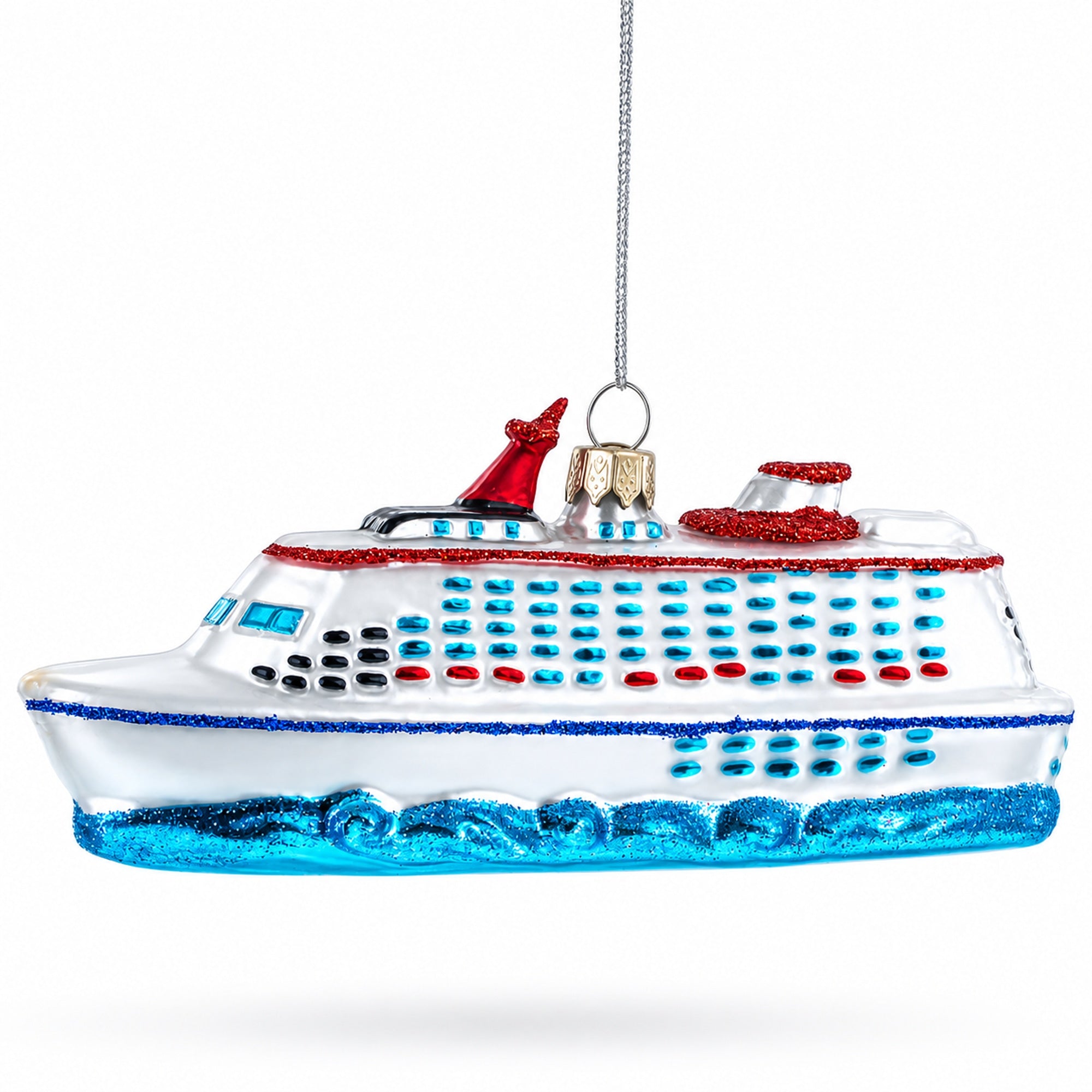 Voyage Aboard a Majestic White Cruise Ship Glass Christmas Ornament