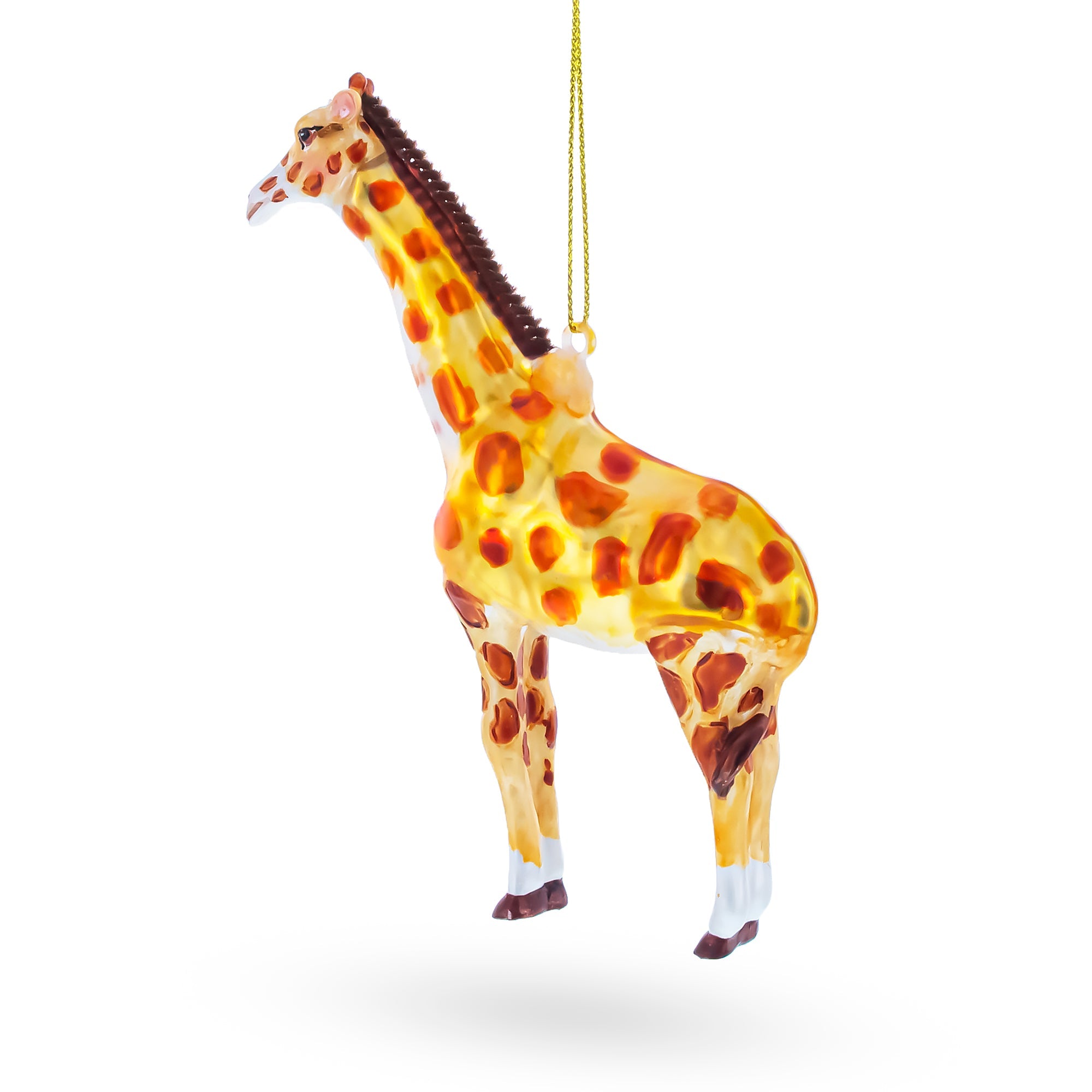 Glittered Giraffe Glass Christmas Ornament