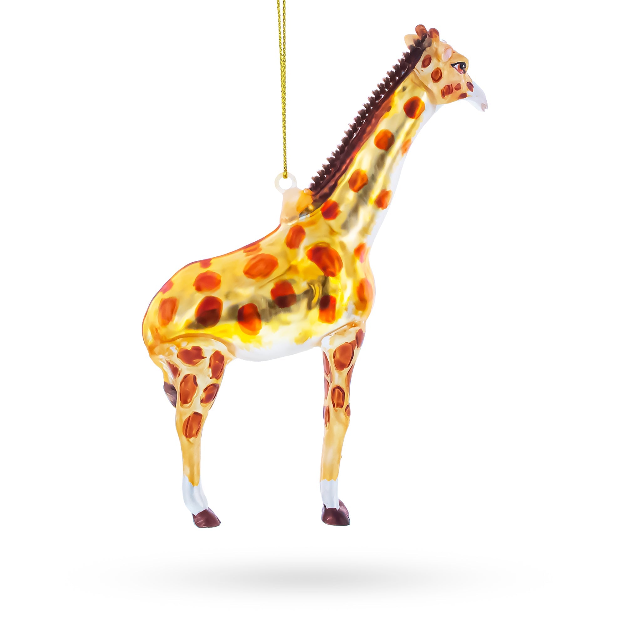 Glittered Giraffe Glass Christmas Ornament