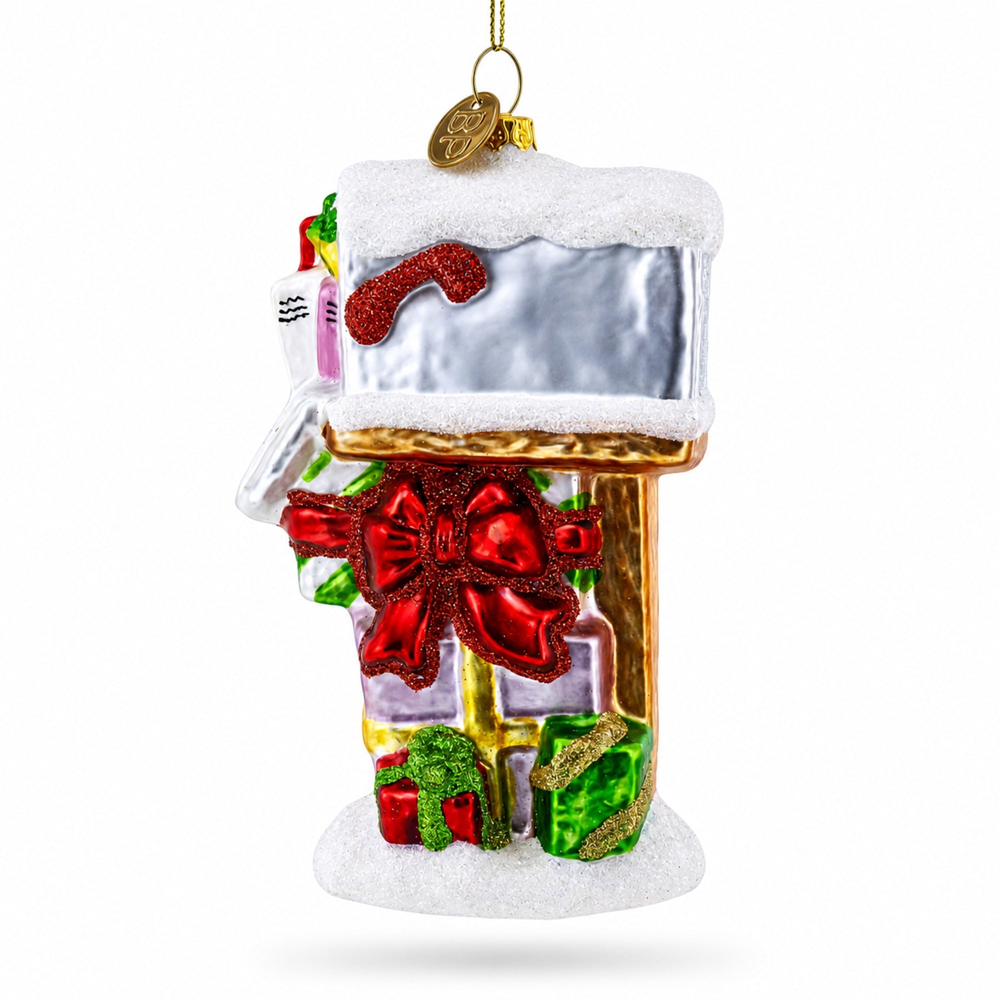 Mailbox with Letters and Gifts Glass Christmas Ornament