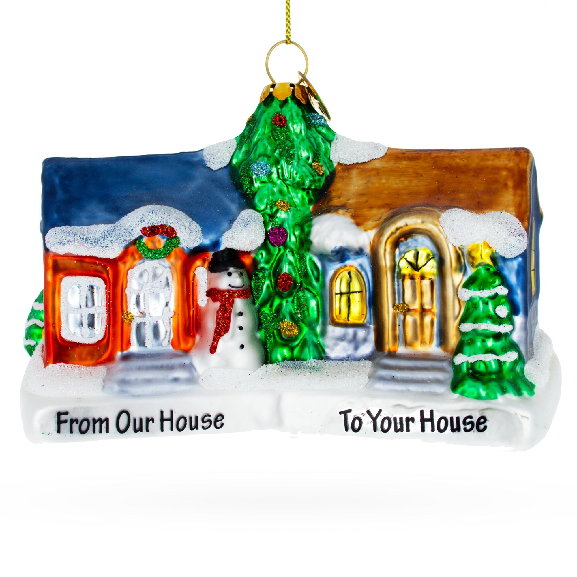 Neighborly Welcome House Glass Christmas Ornament
