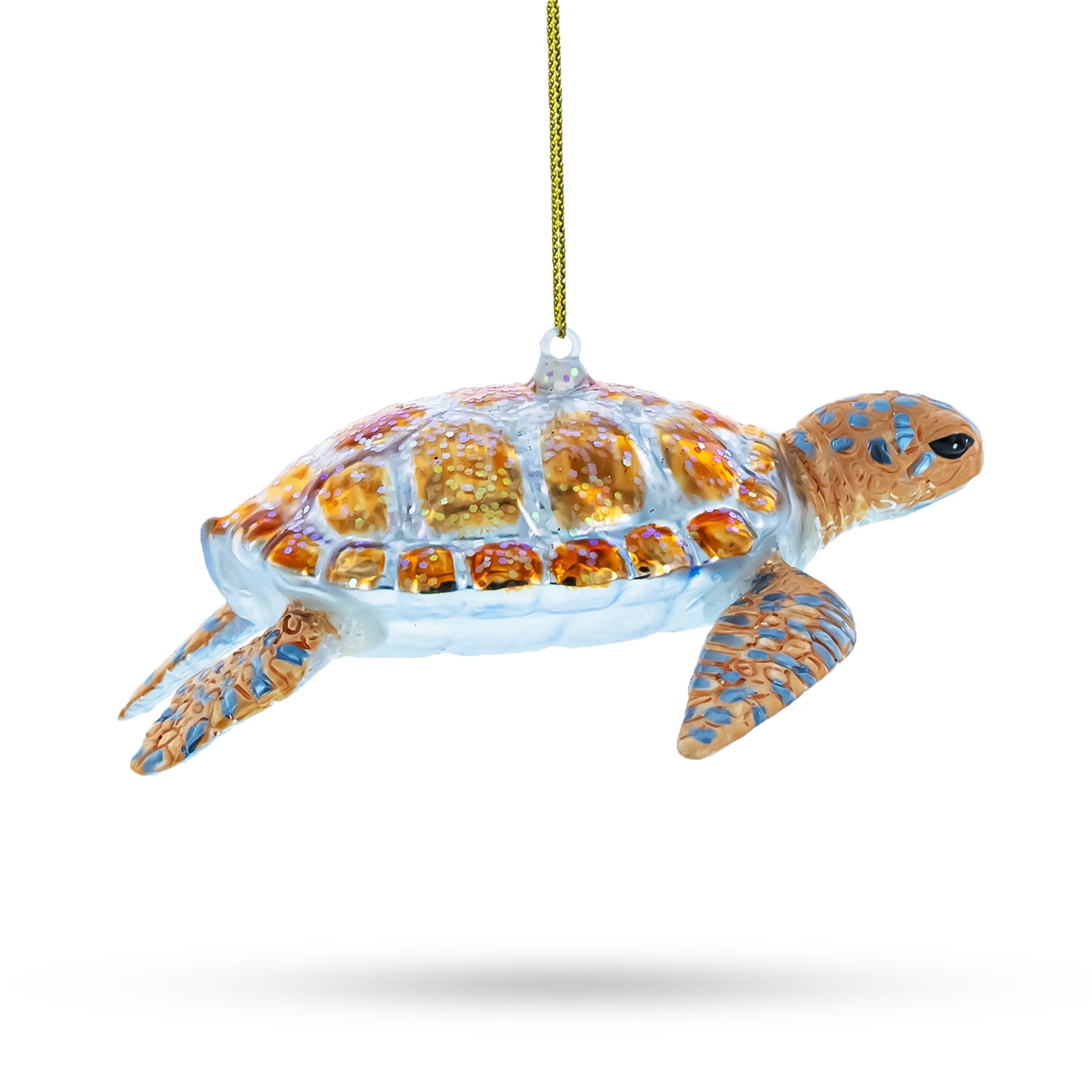 Glittered Turtle Glass Christmas Ornament