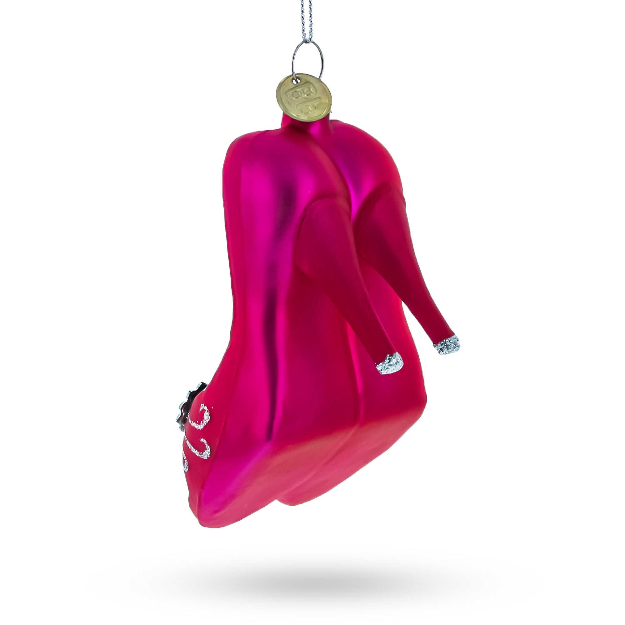Chic Pink High Heels Glass Christmas Ornament