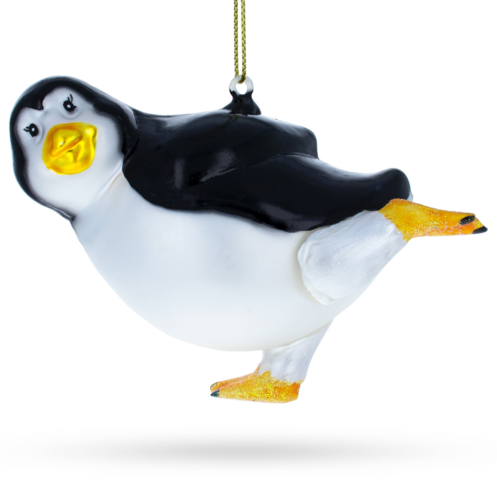 Penguin Dancer Glass Christmas Ornament