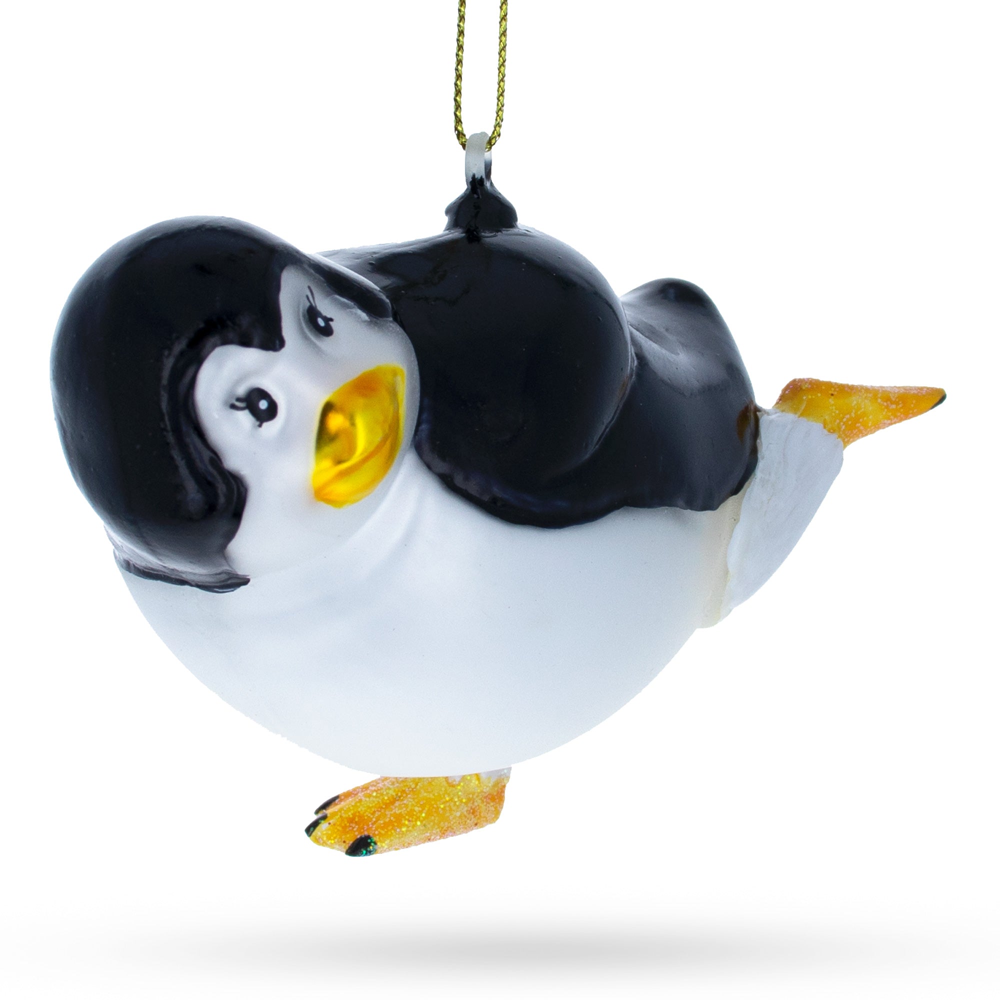 Penguin Dancer Glass Christmas Ornament