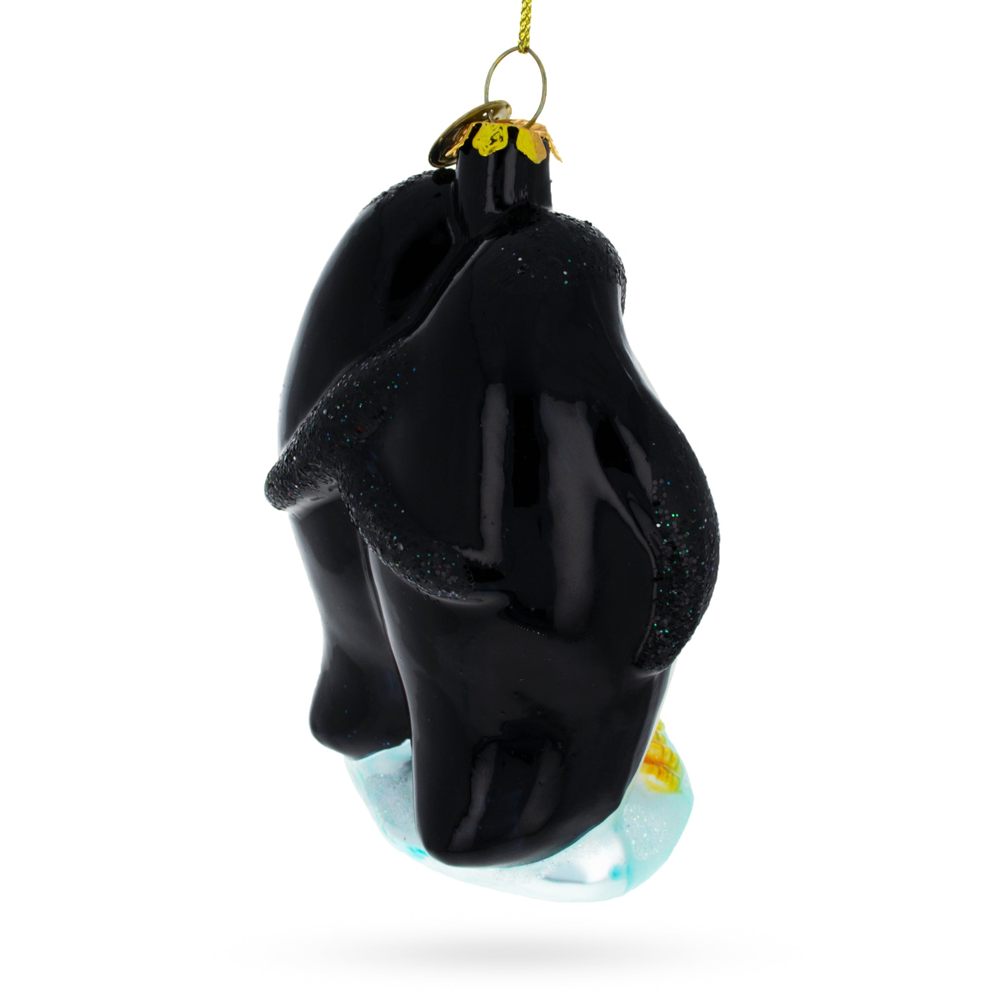 Penguins with Baby Chick Glass Christmas Ornament