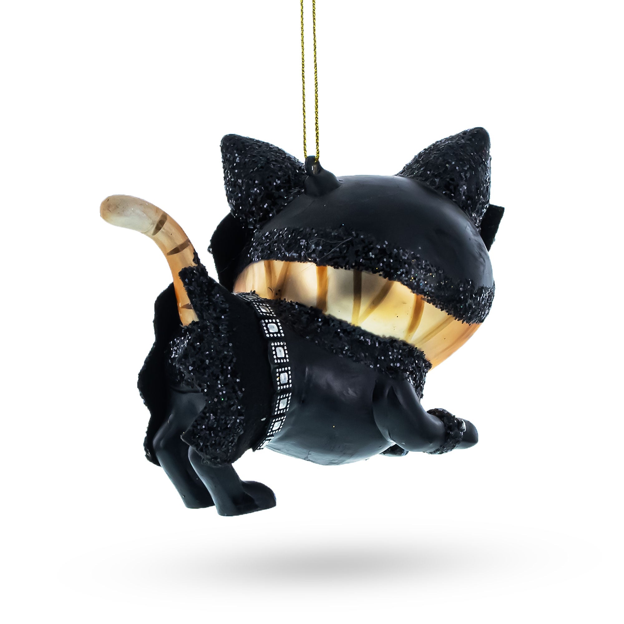 Cat in Mask Glass Christmas Ornament