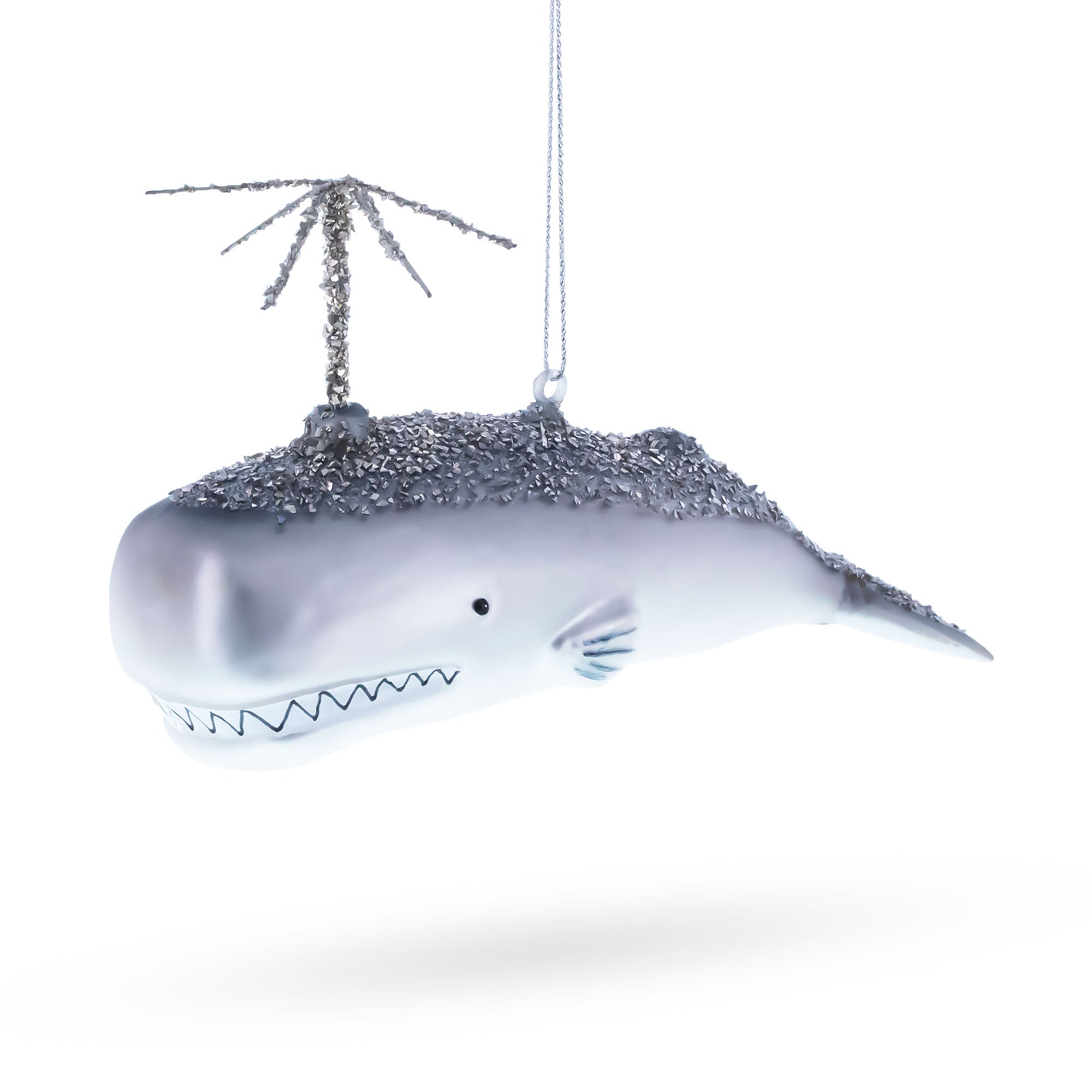 Whale Spouting Water Glass Christmas Ornament