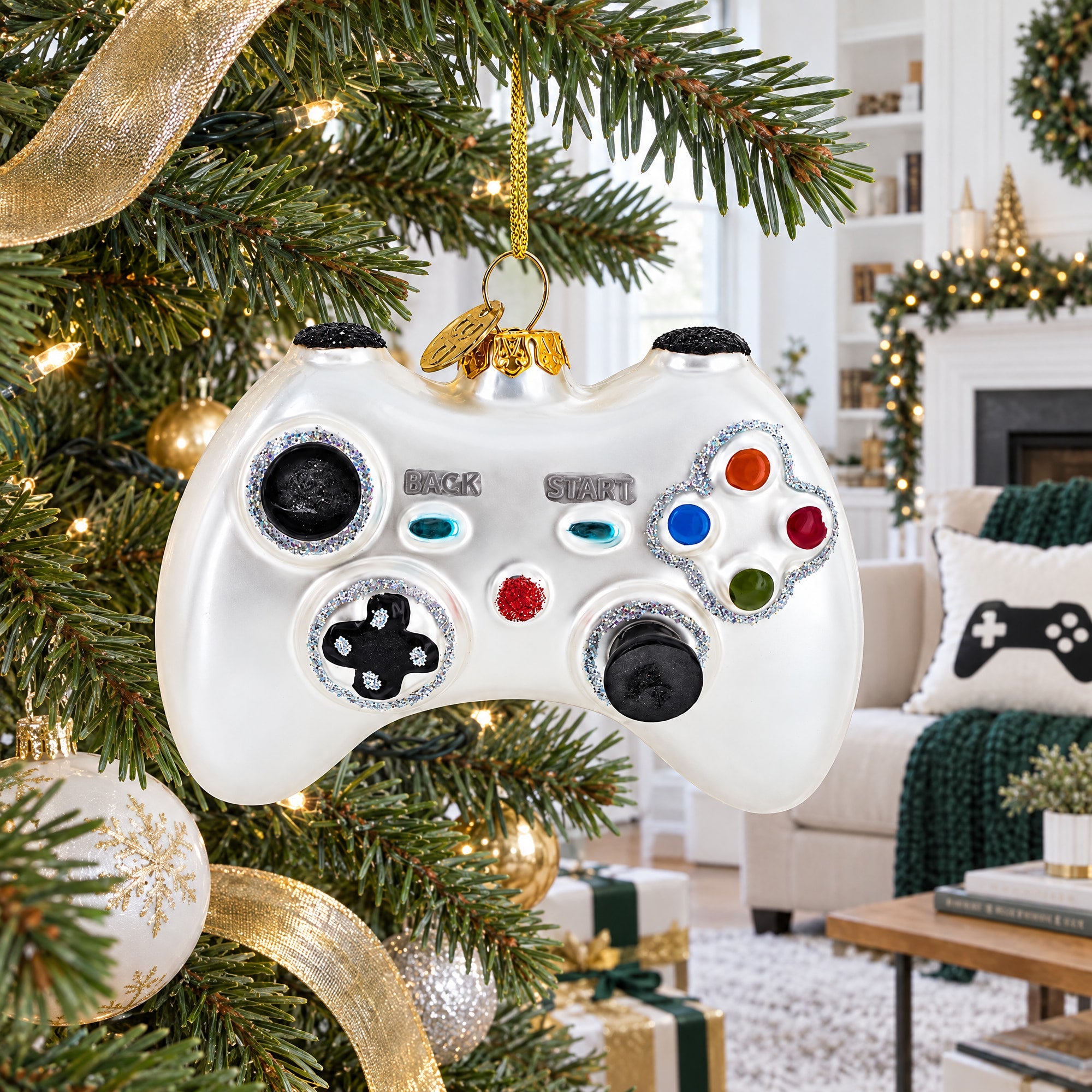 Video Game Controller Glass Christmas Ornament