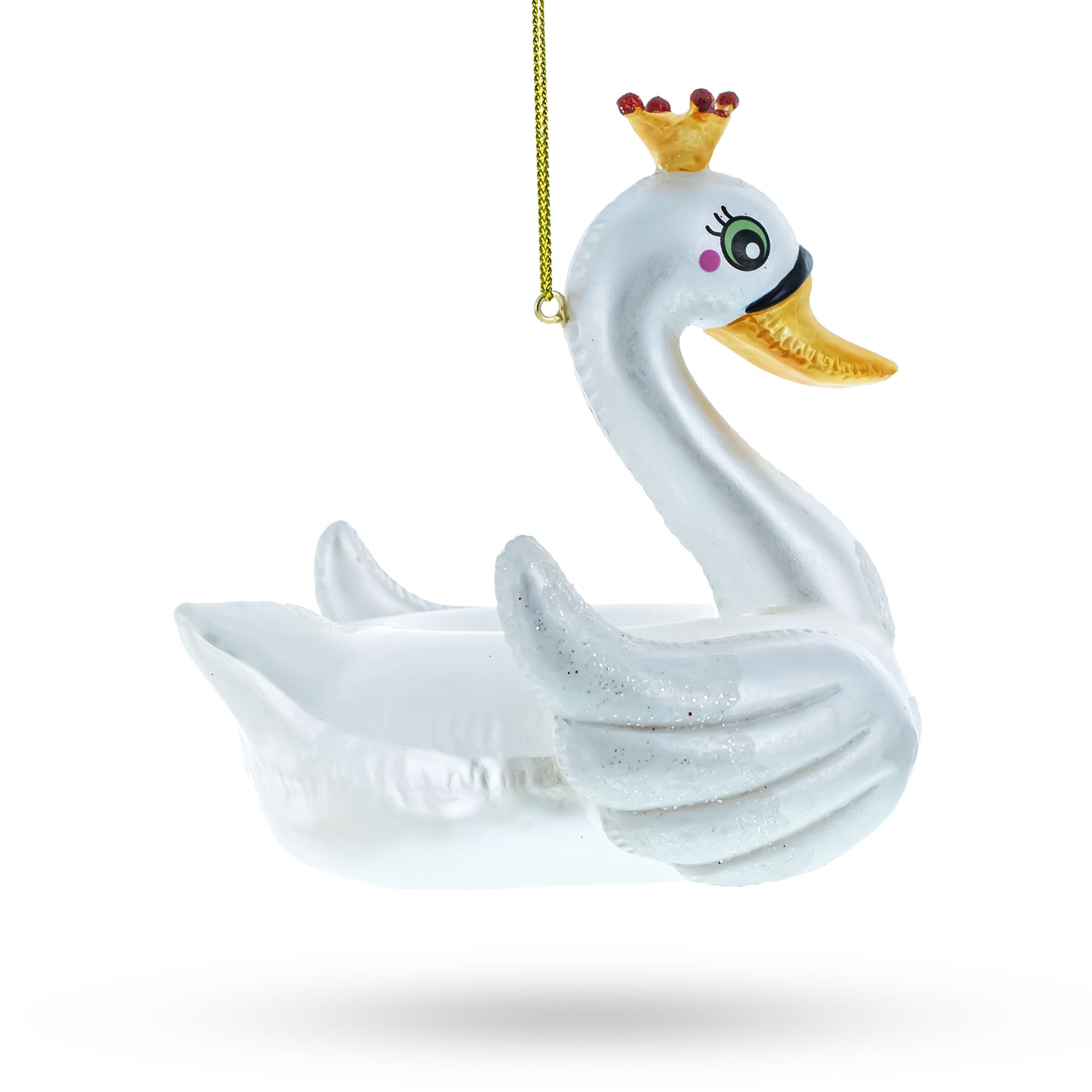 Regal Swan Floatie Queen Glass Christmas Ornament
