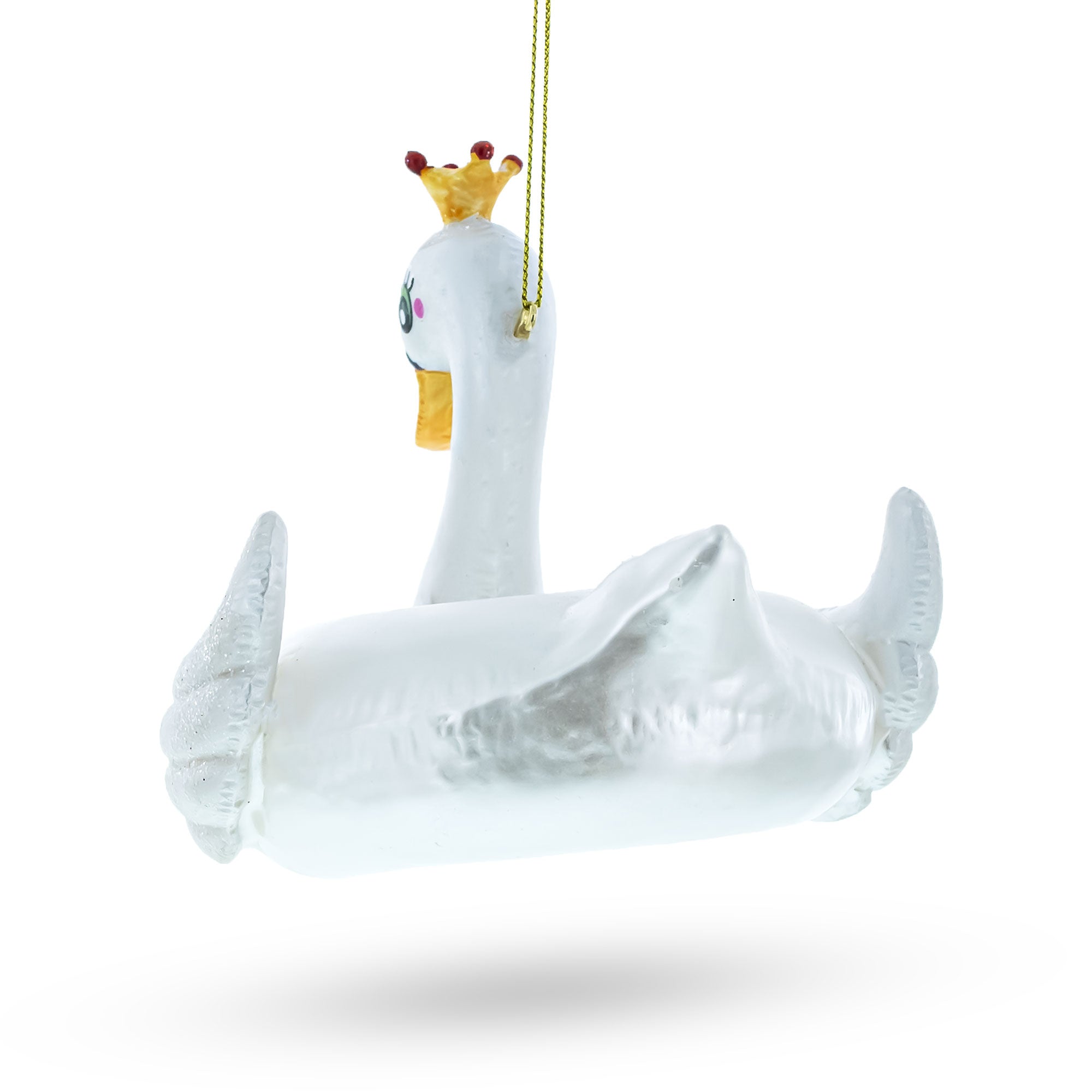 Regal Swan Floatie Queen Glass Christmas Ornament