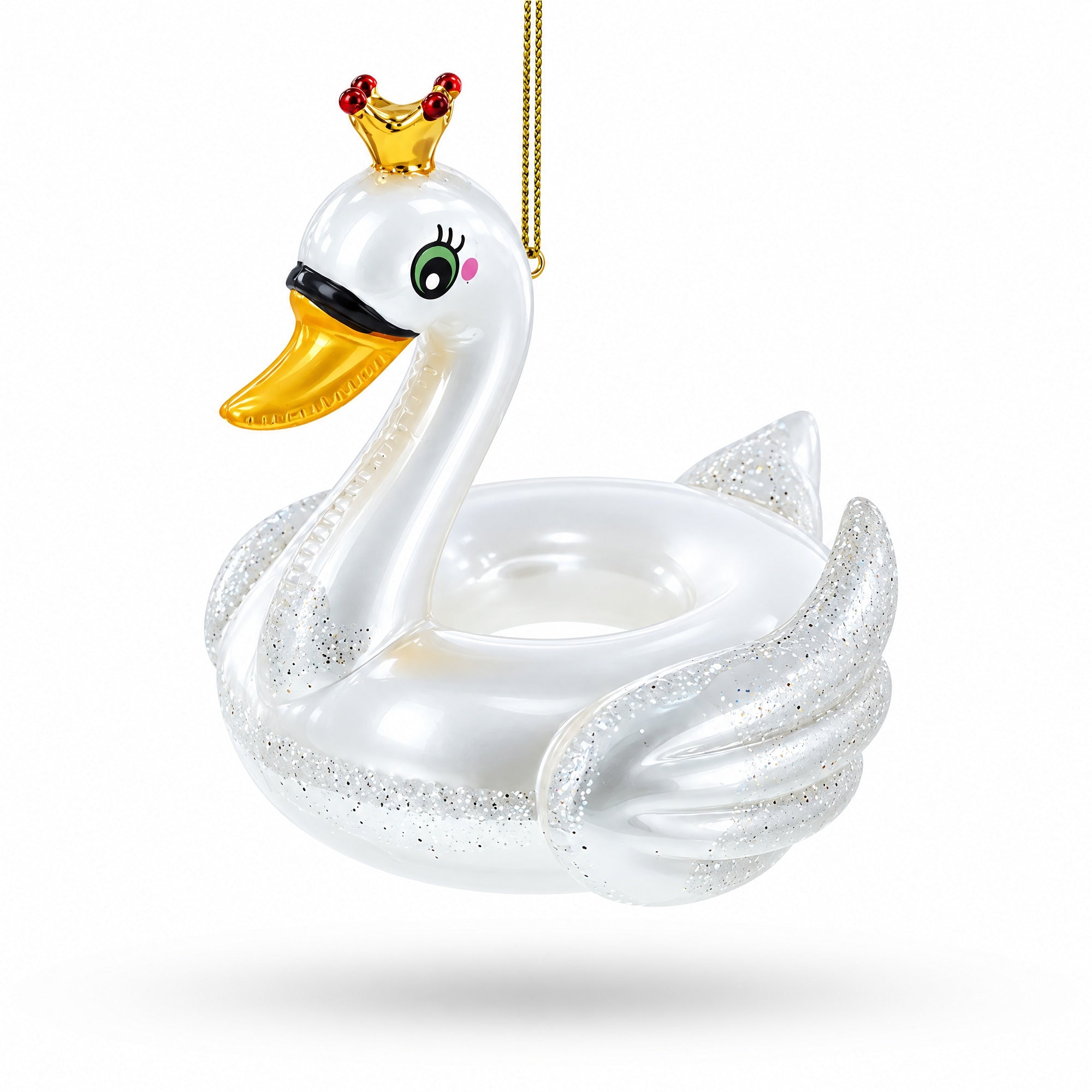 Regal Swan Floatie Queen Glass Christmas Ornament