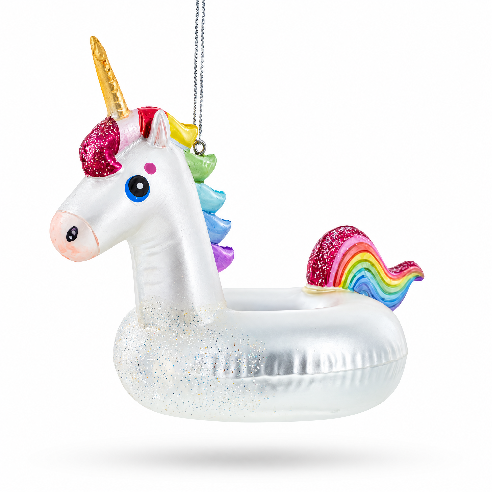Unicorn Floatie Glass Christmas Ornament