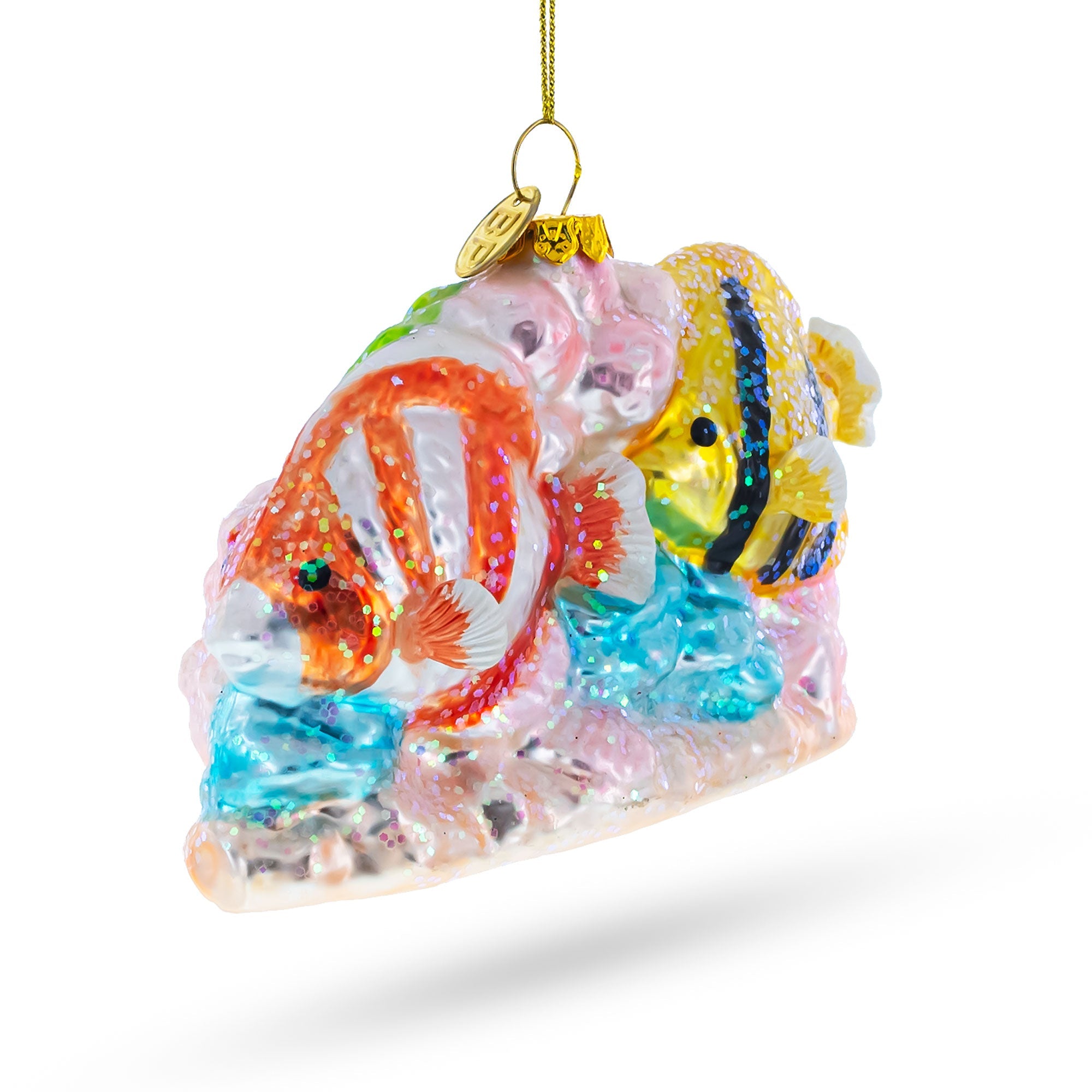 Coral Reef Fishes Glass Christmas Ornament