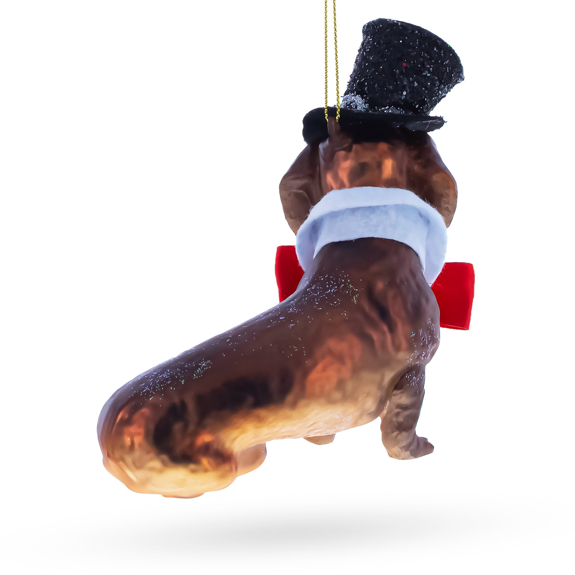 Basset Hound Glass Christmas Ornament