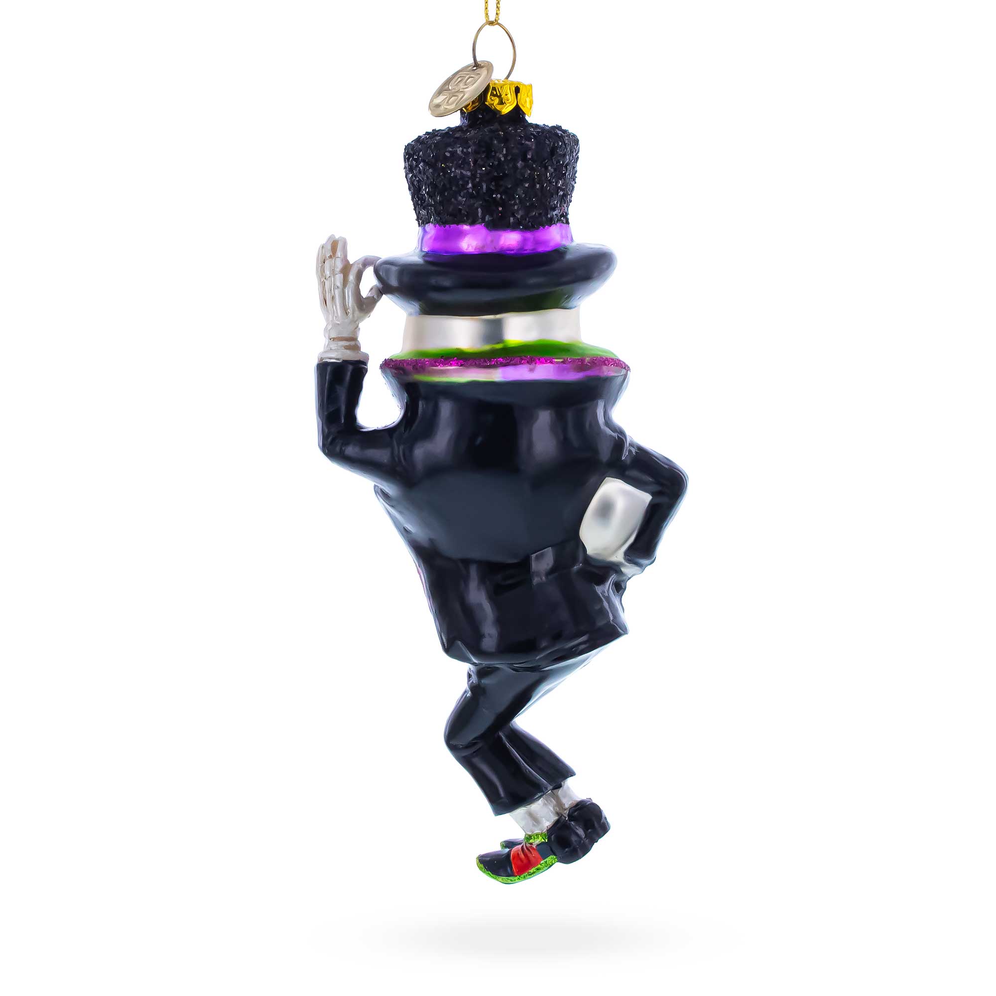 Spooky Skeleton Groom Glass Christmas Ornament