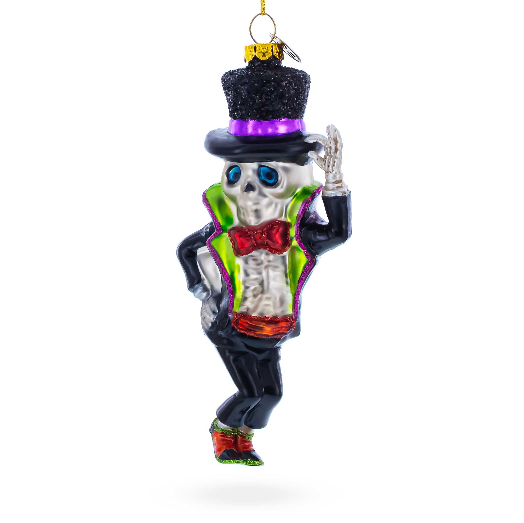 Spooky Skeleton Groom Glass Christmas Ornament