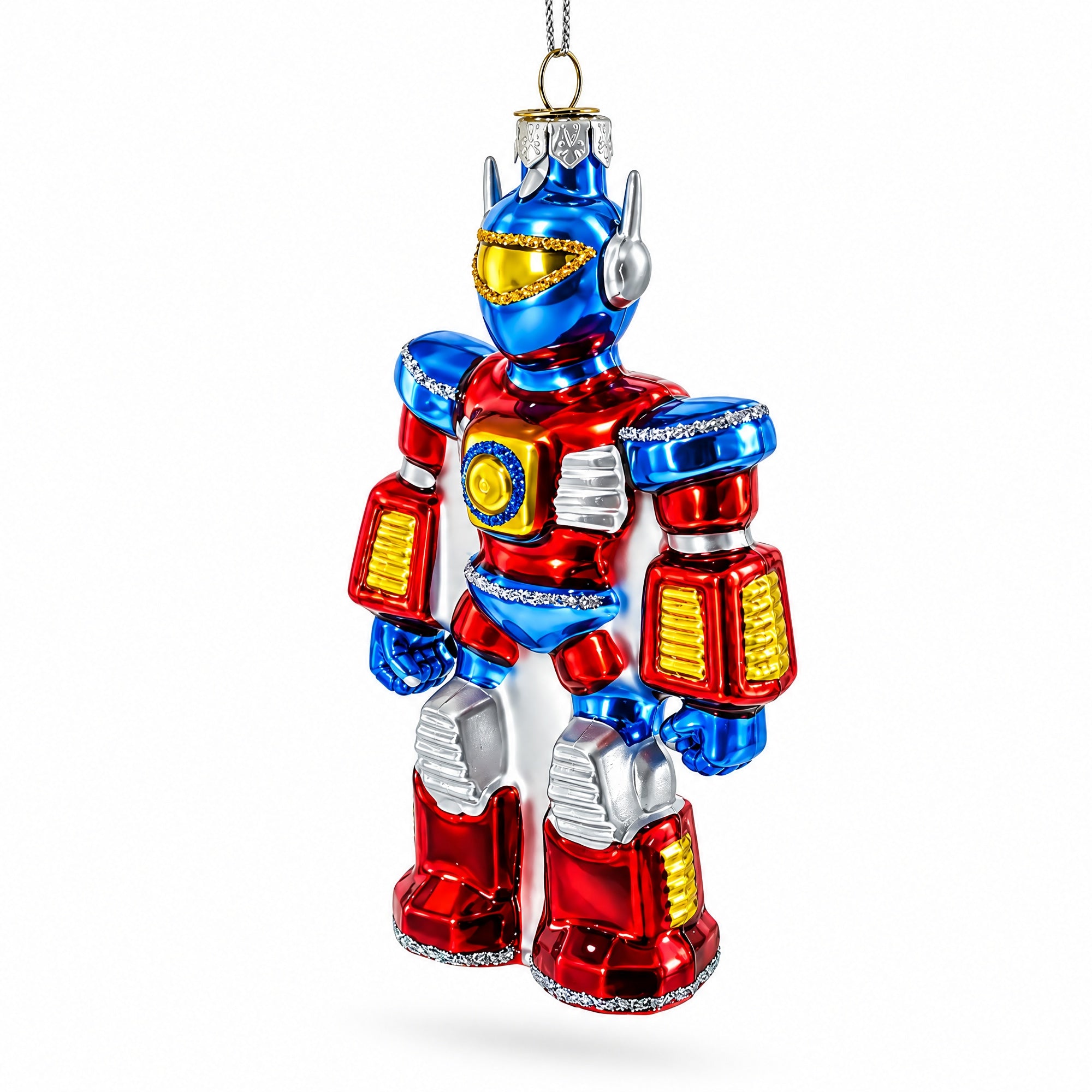 Shape-Shifting Robot Glass Christmas Ornament