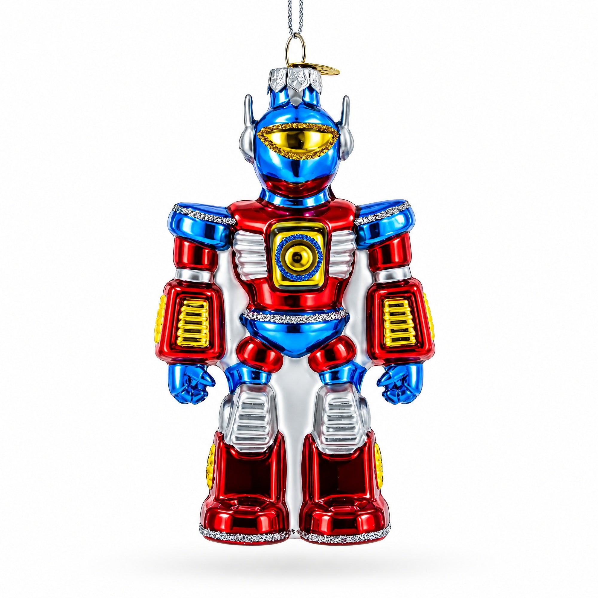 Shape-Shifting Robot Glass Christmas Ornament