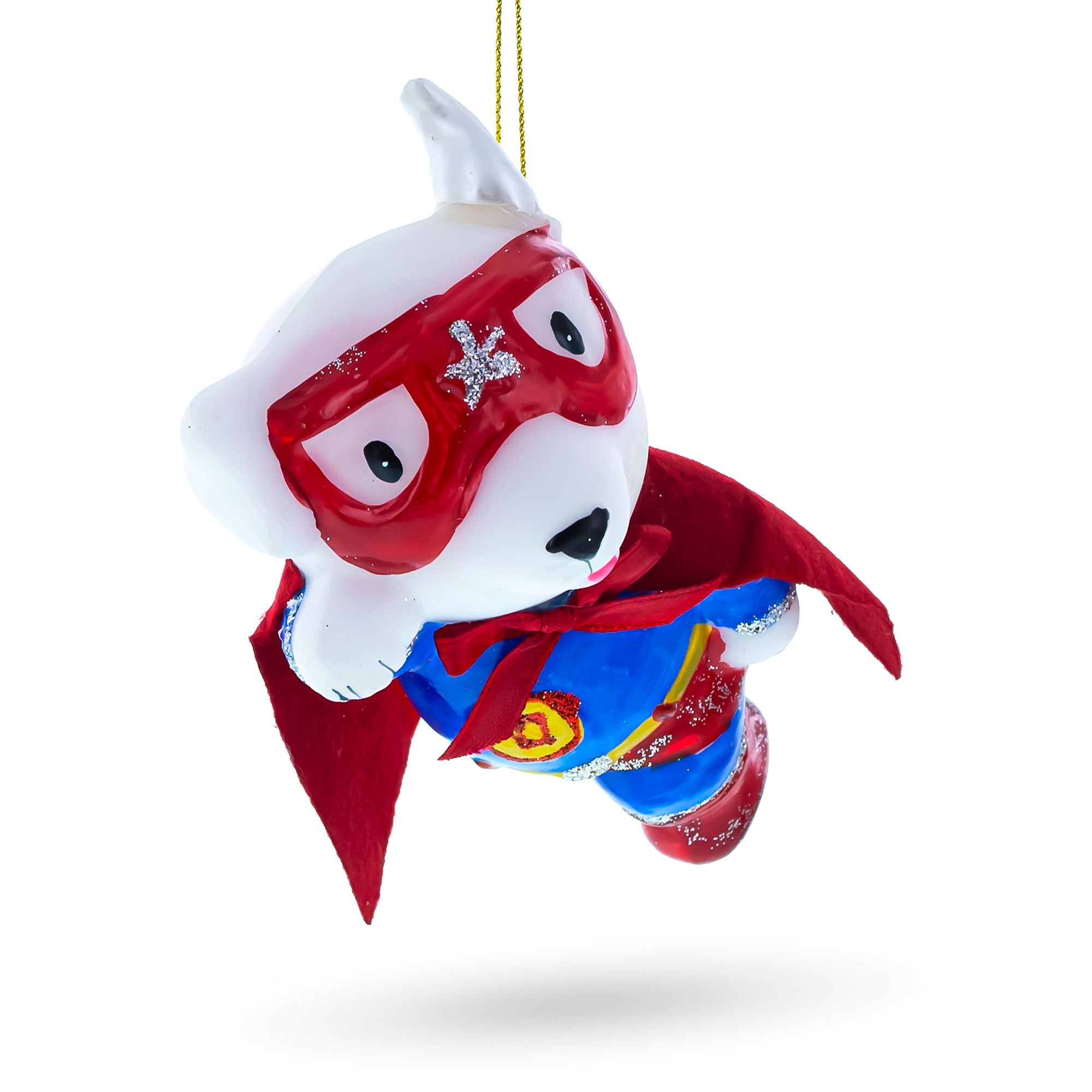 Super Dog Hero Glass Christmas Ornament