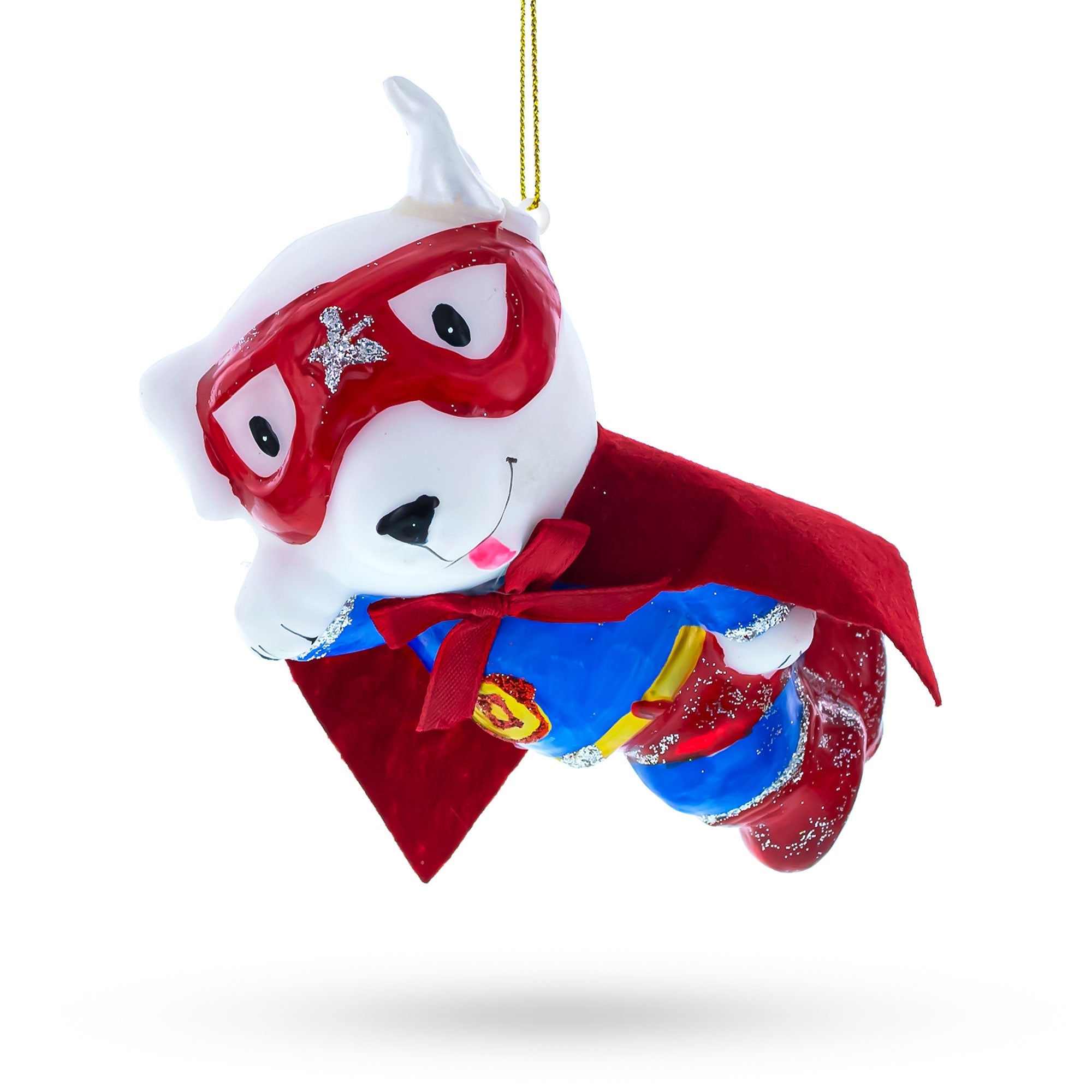 Super Dog Hero Glass Christmas Ornament