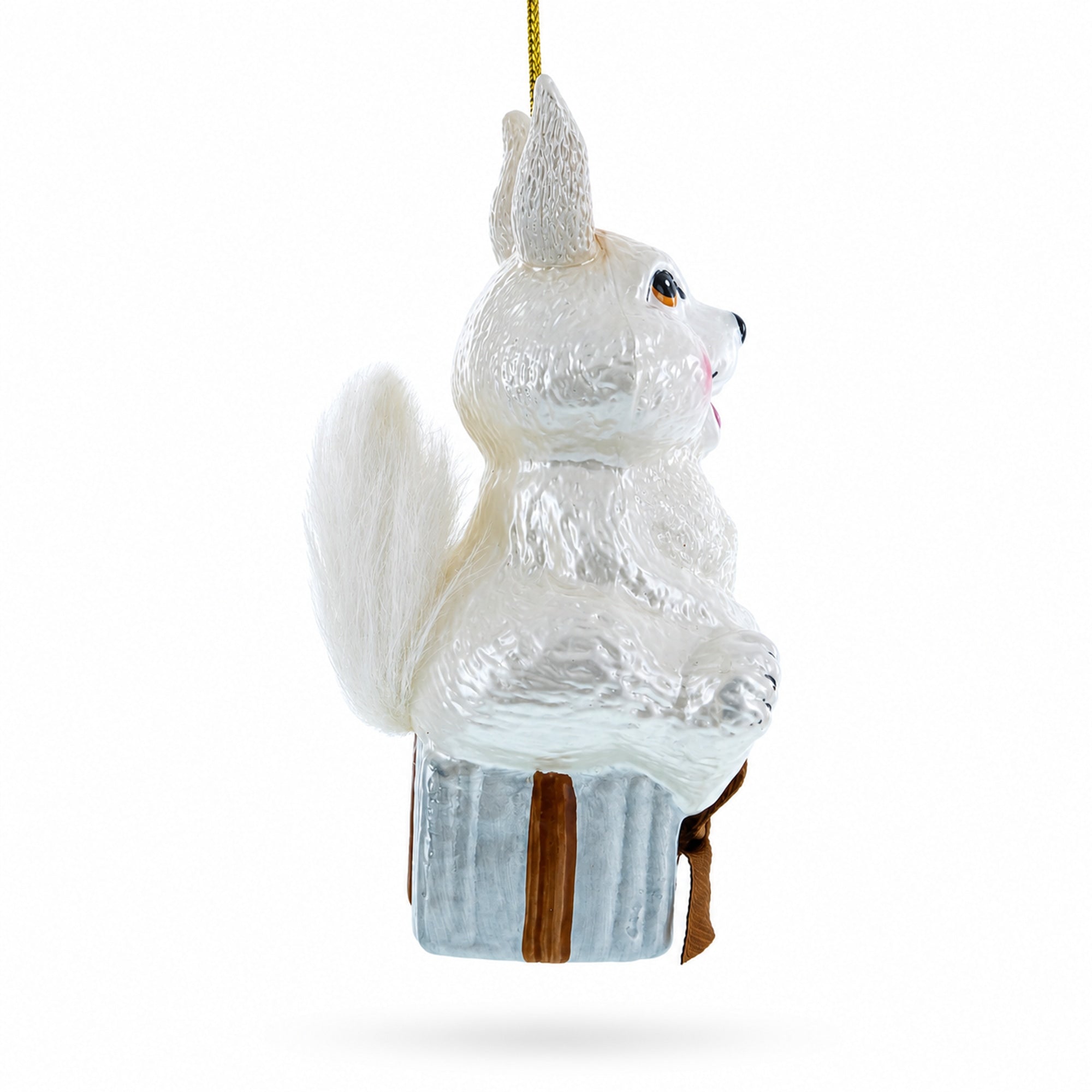 Bunny Sitting on a Gift Christmas Ornament
