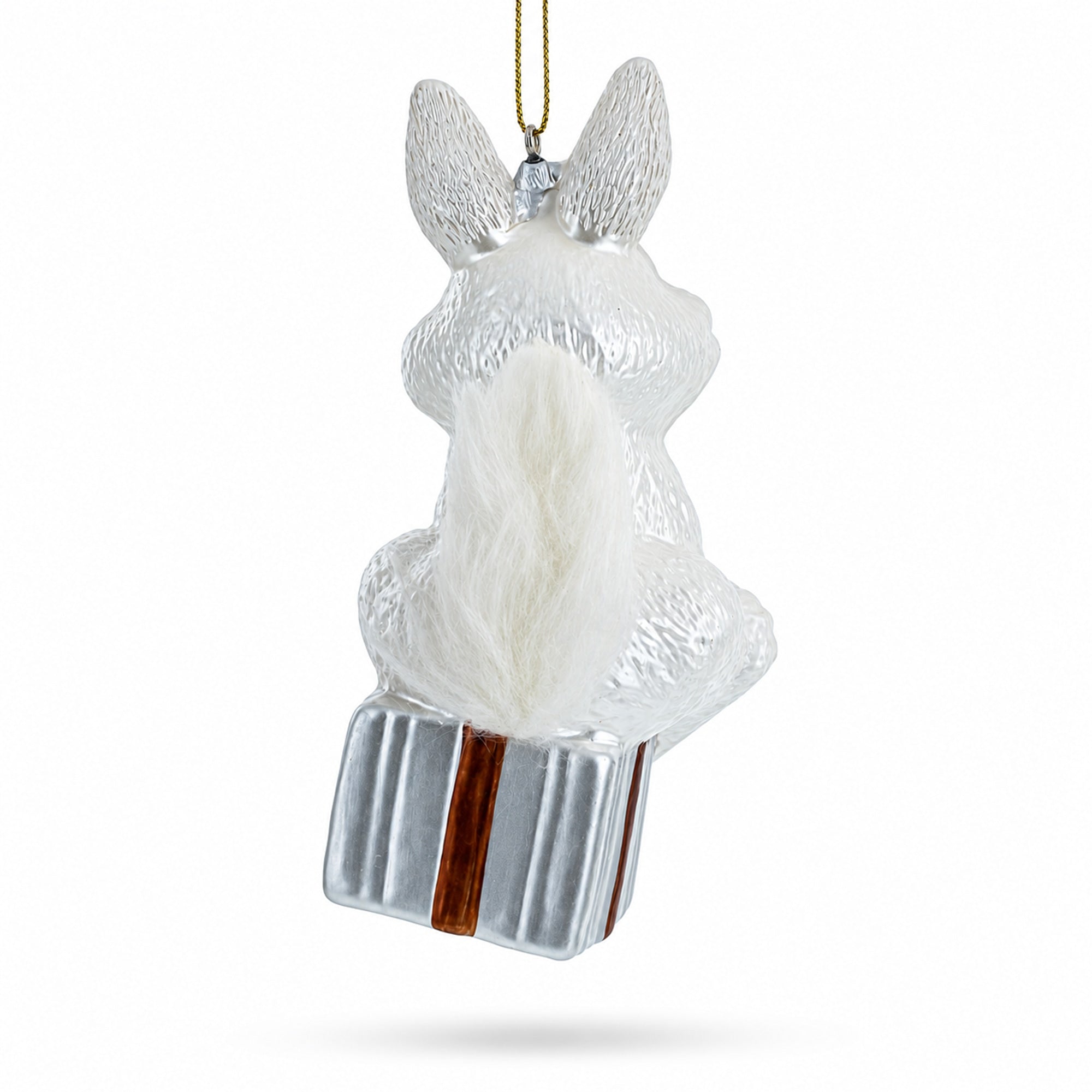 Bunny Sitting on a Gift Christmas Ornament