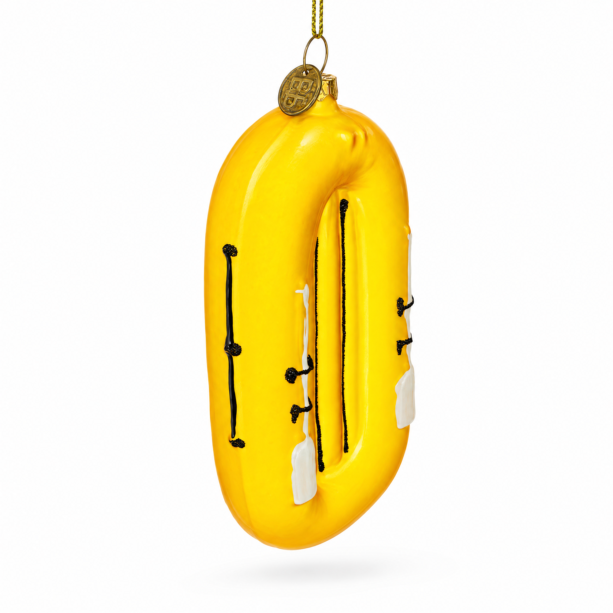 Yellow Rubber Boat Glass Christmas Ornament
