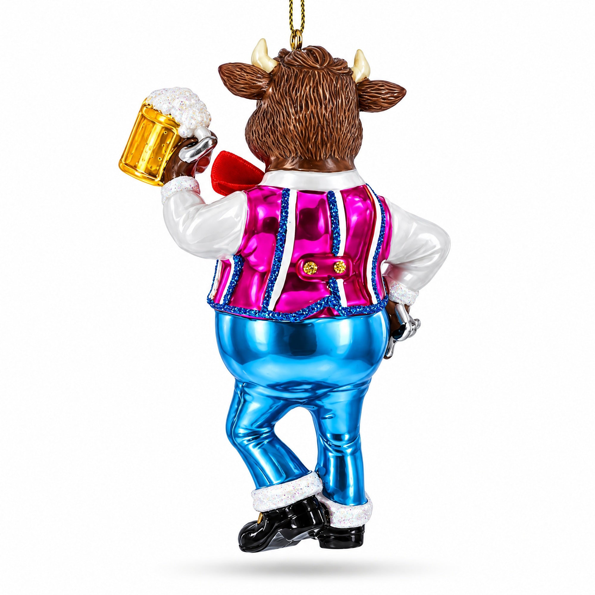Bull Hoisting a Beer Glass Christmas Ornament