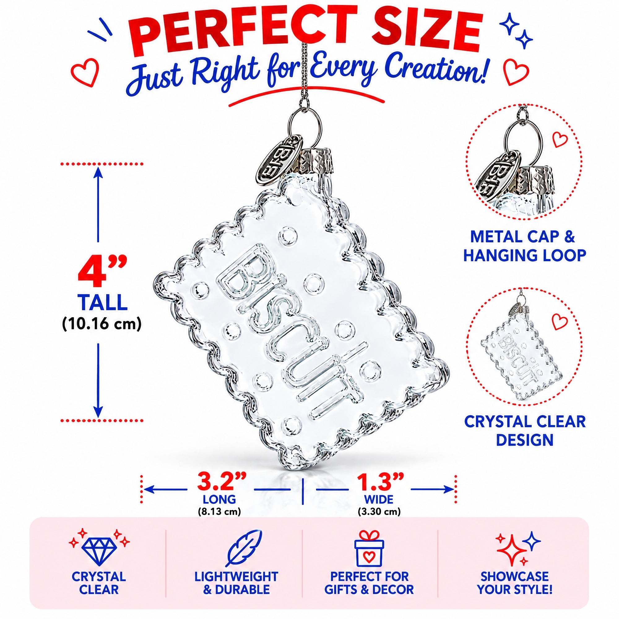 Biscuit Cookie Clear Glass Christmas Ornament