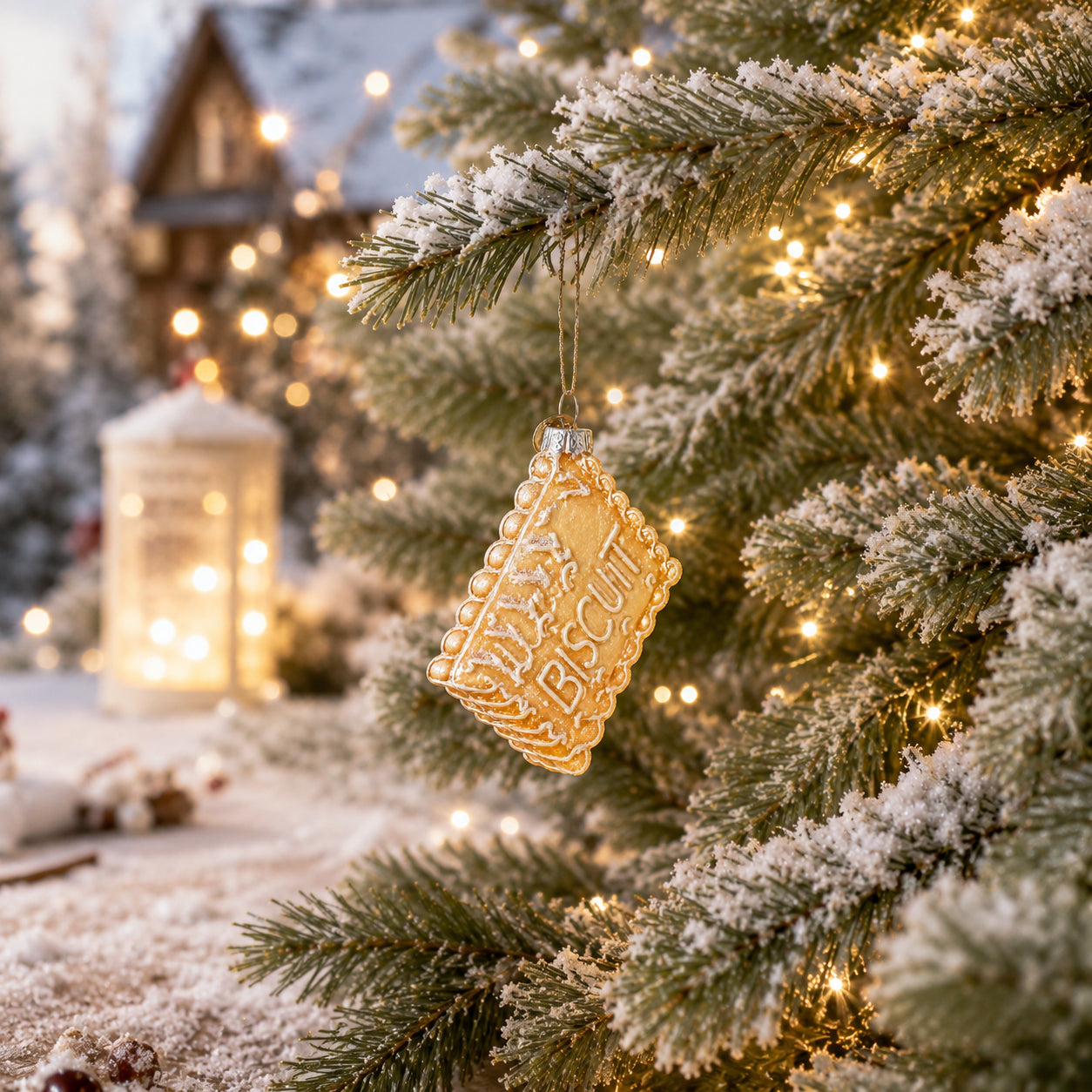 Biscuit Cookie Clear Glass Christmas Ornament