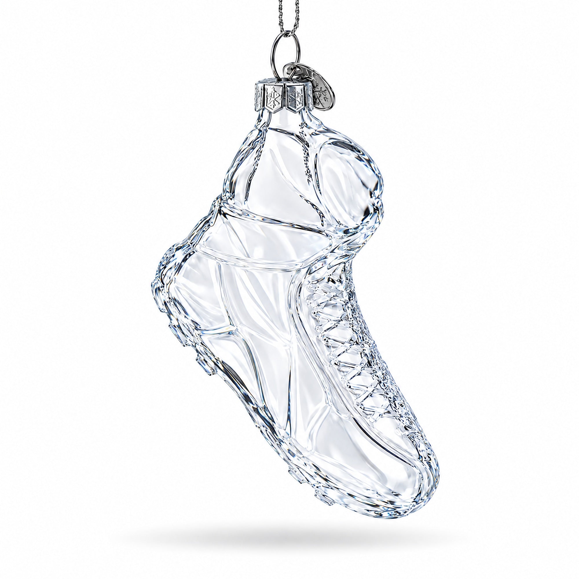 Running Shoe Clear Glass Christmas Ornament