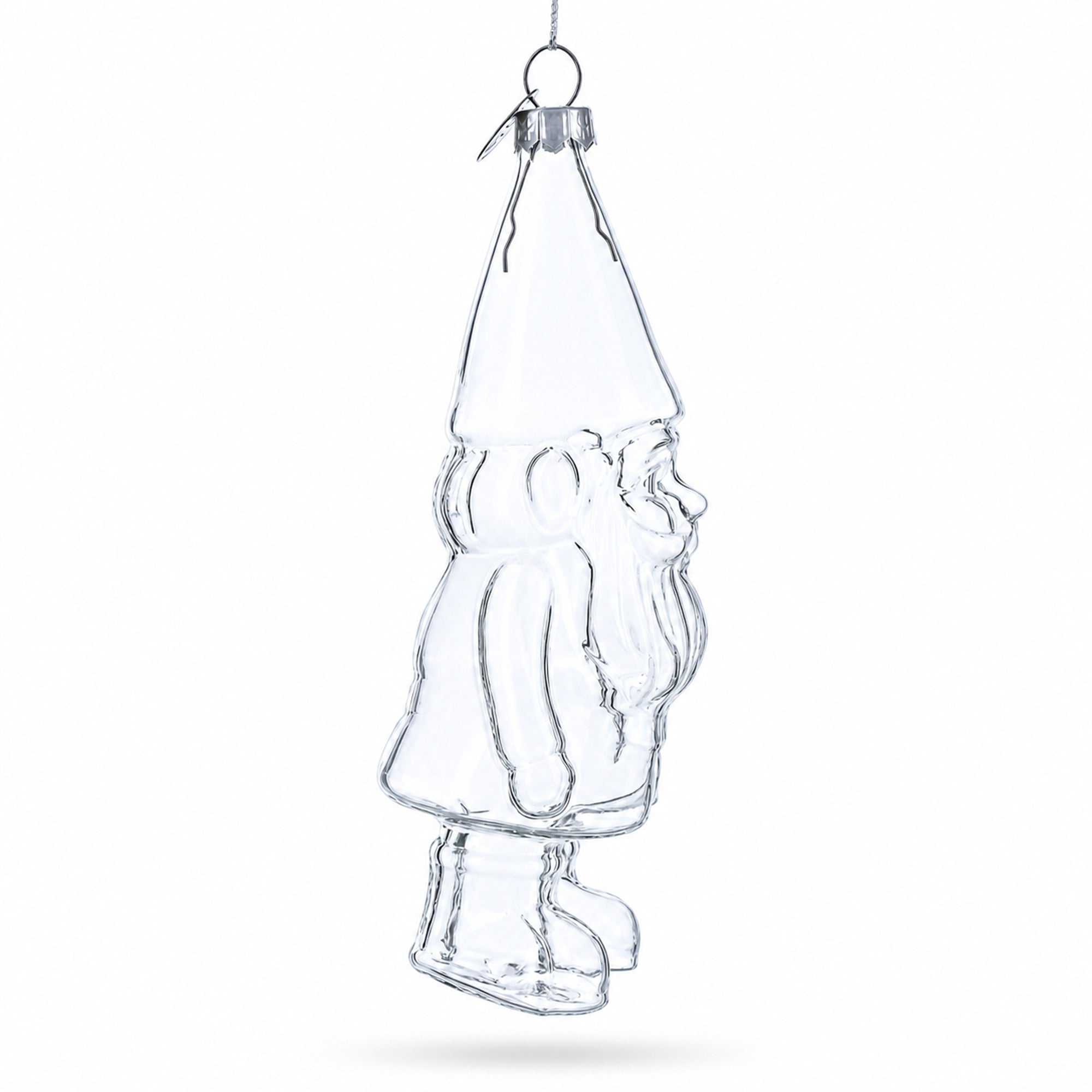 Enchanted Gnome Clear Glass Christmas Ornament