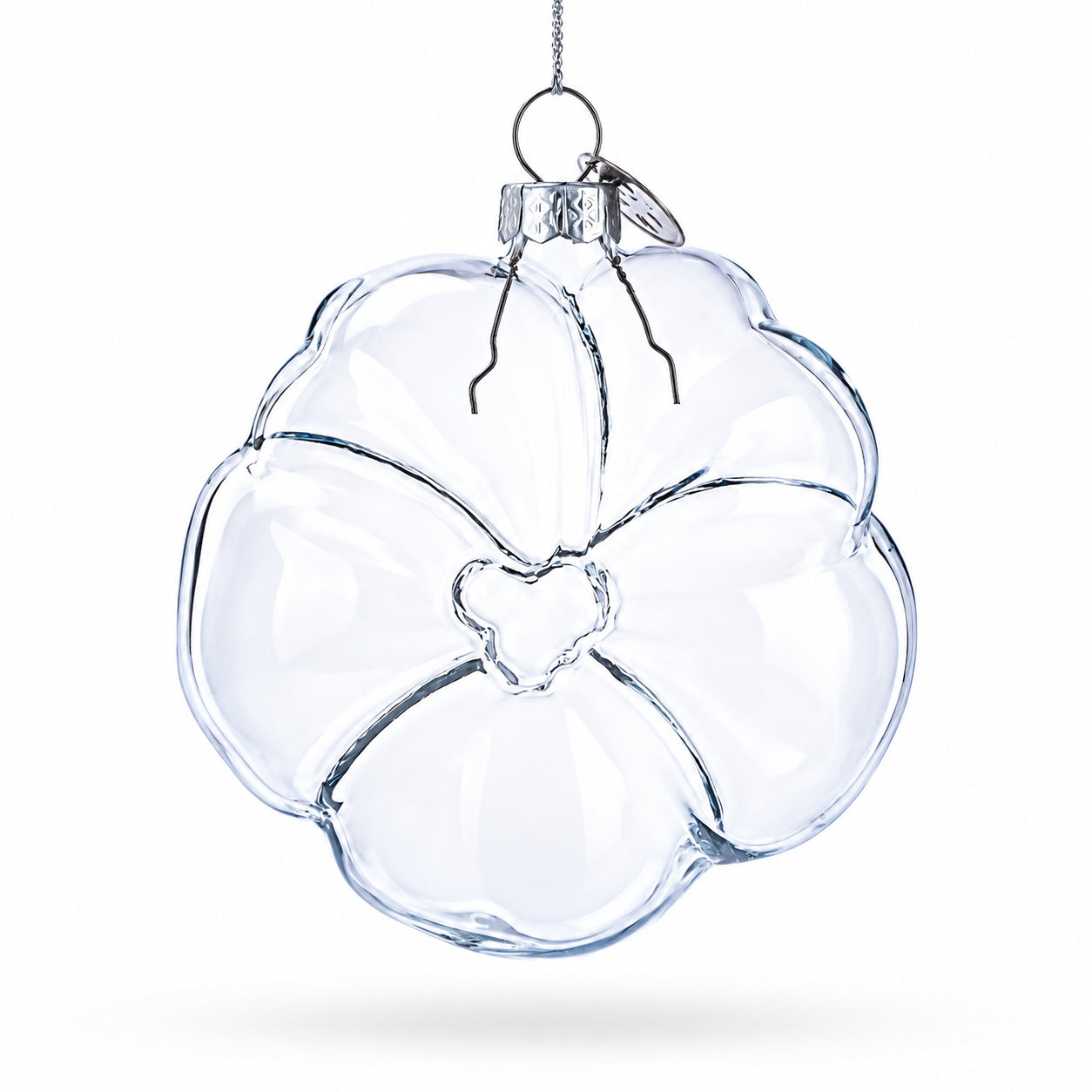 Flower-Shaped Clear Glass Christmas Ornament