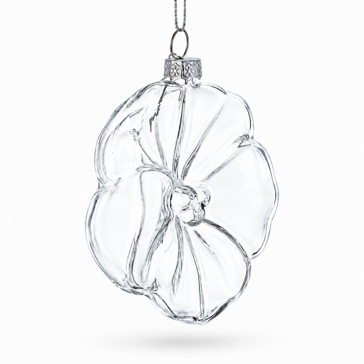 Flower-Shaped Clear Glass Christmas Ornament