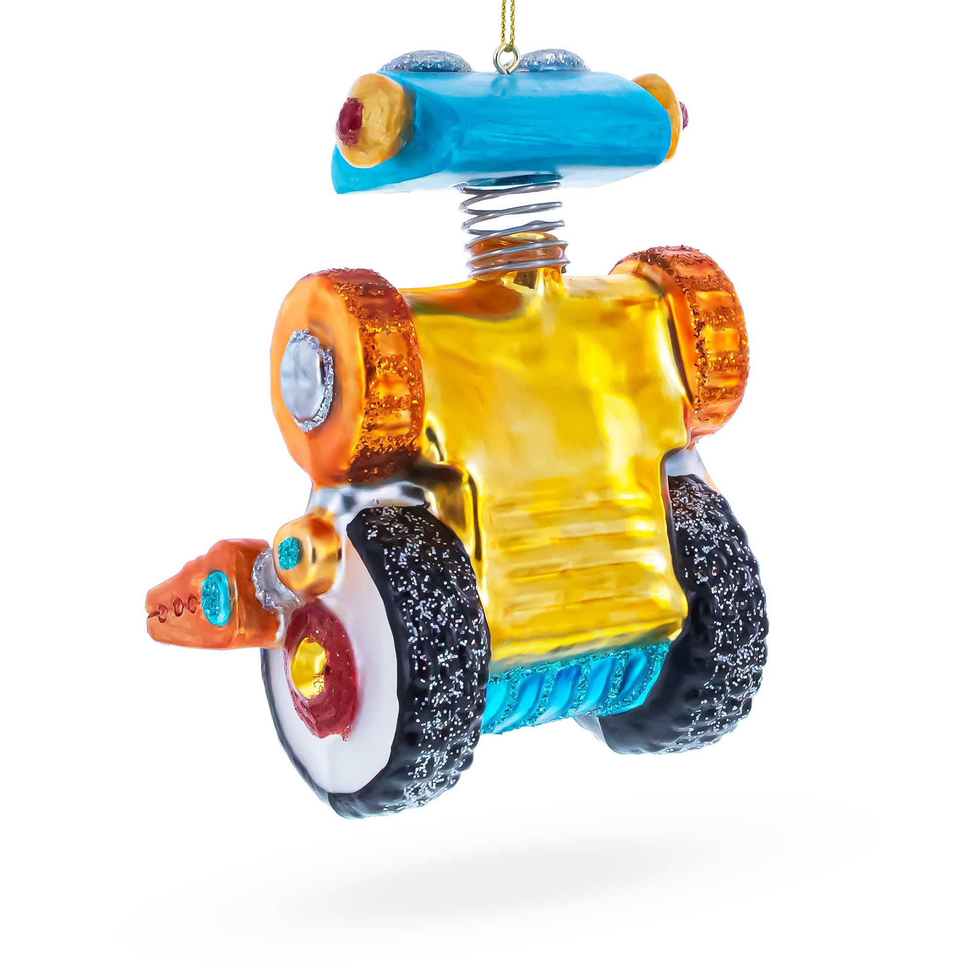 Robot on Wheels Glass Christmas Ornament