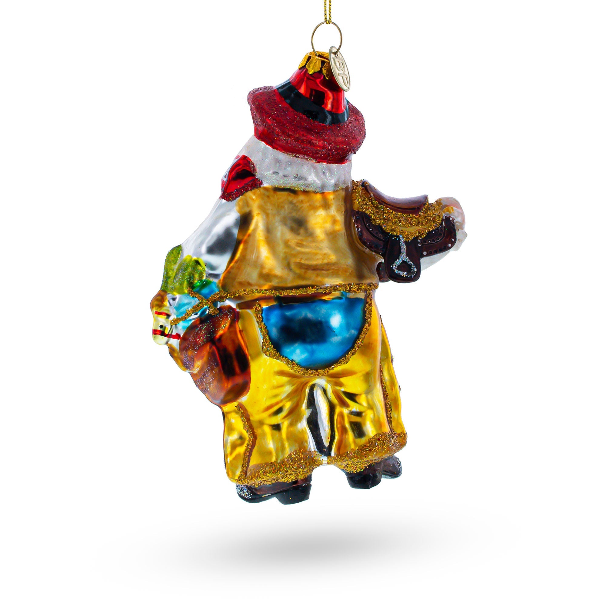 Wild West Santa Glass Christmas Ornament