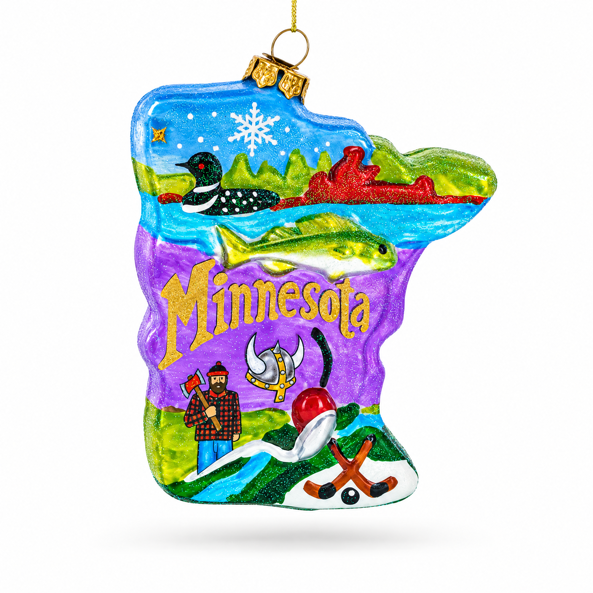 Minnesota Landmarks Glass Christmas Ornament
