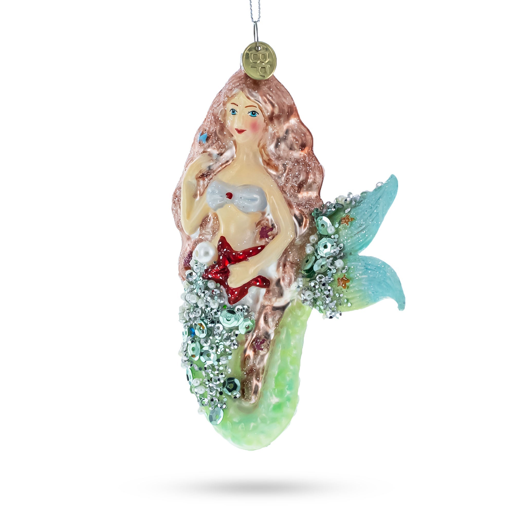 Glimmering Mermaid Glass Christmas Ornament