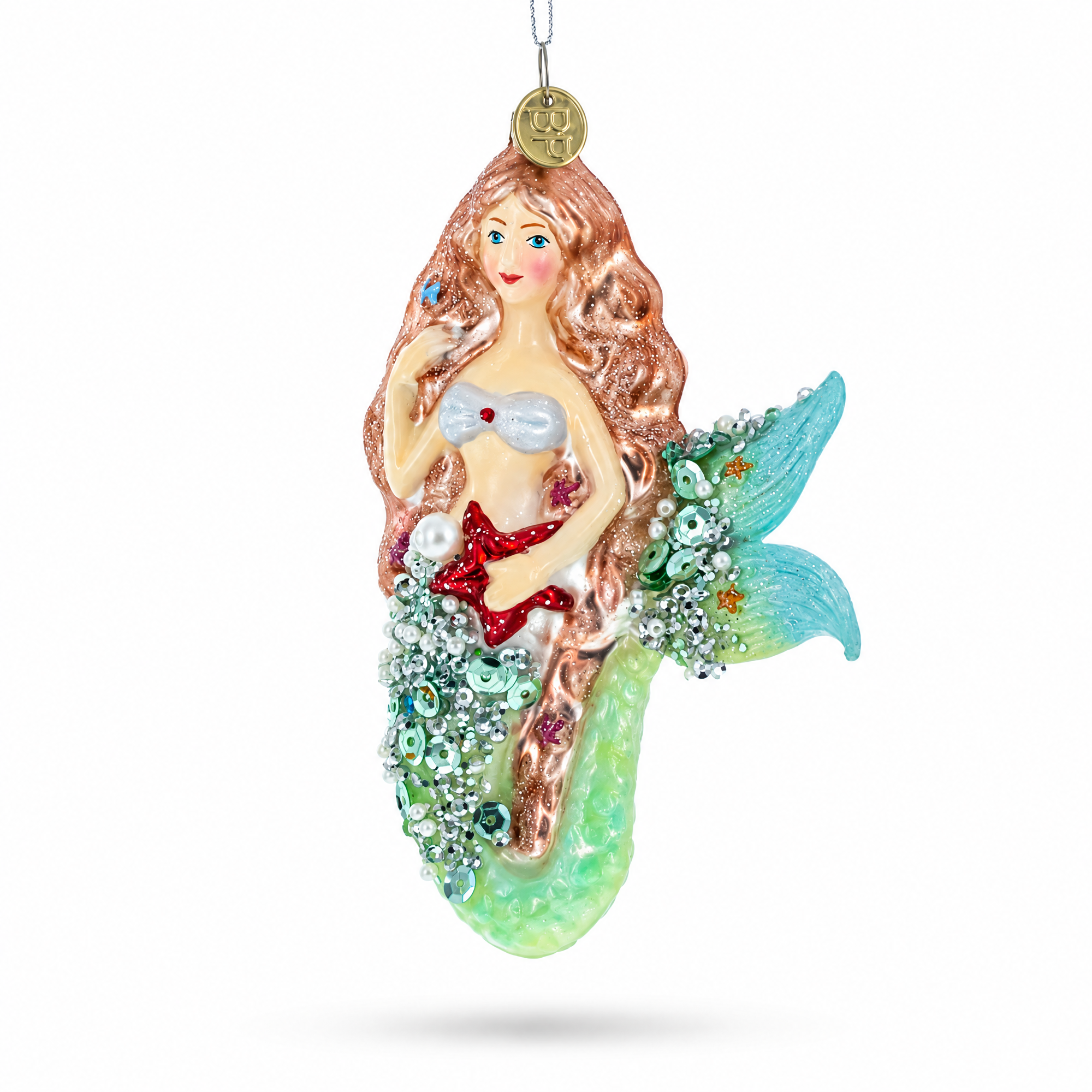 Glimmering Mermaid Glass Christmas Ornament