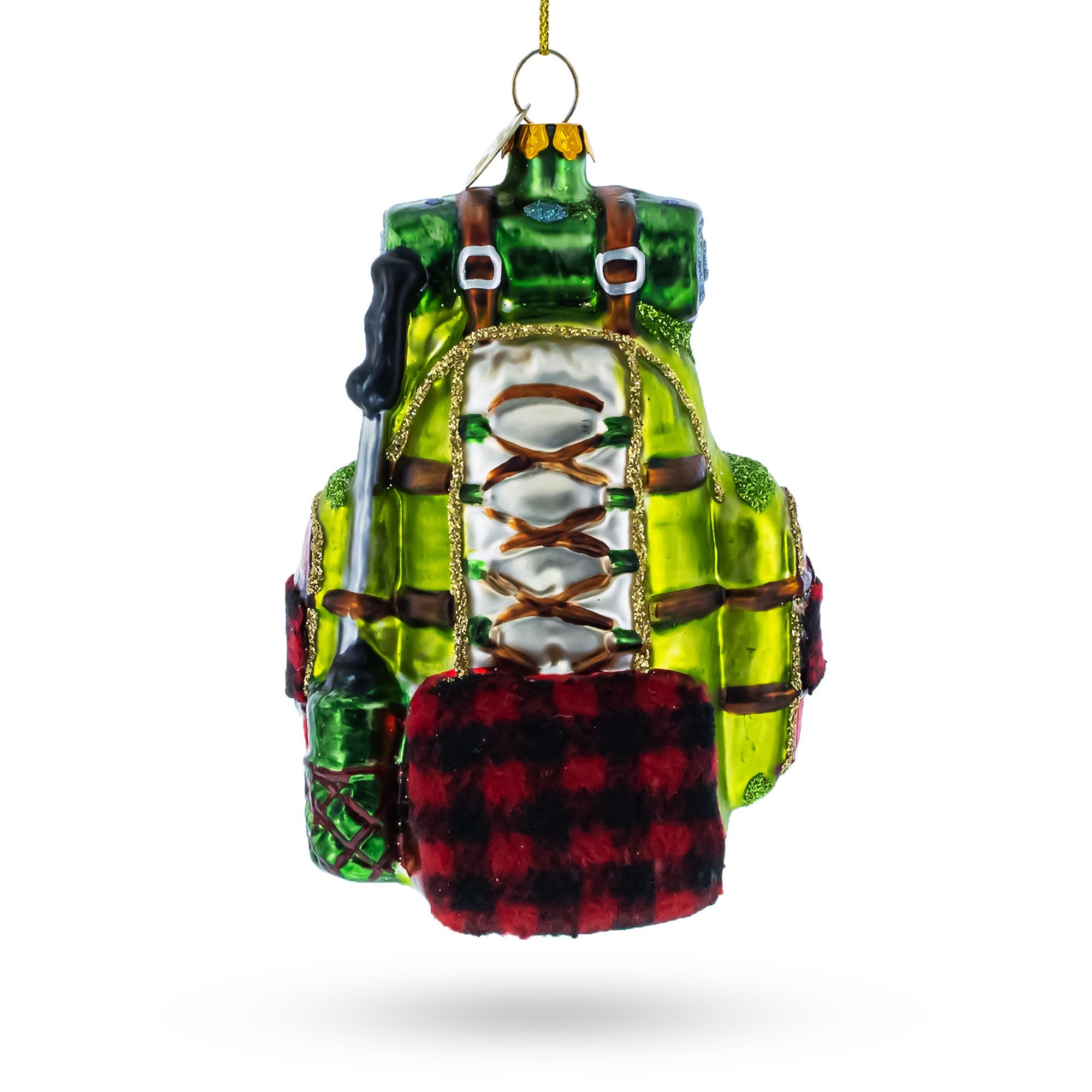 Globetrotter's Travel Backpack Glass Christmas Ornament