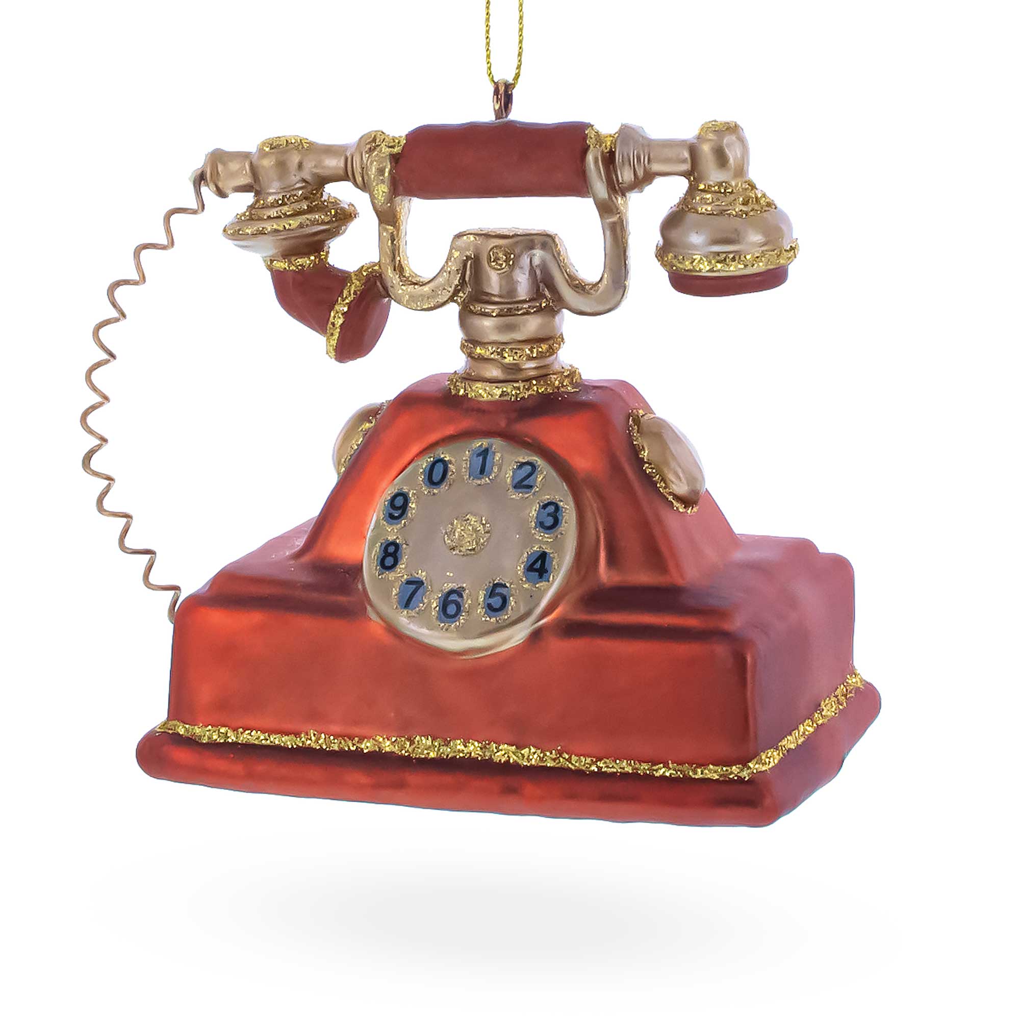 Retro Telephone Glass Christmas Ornament