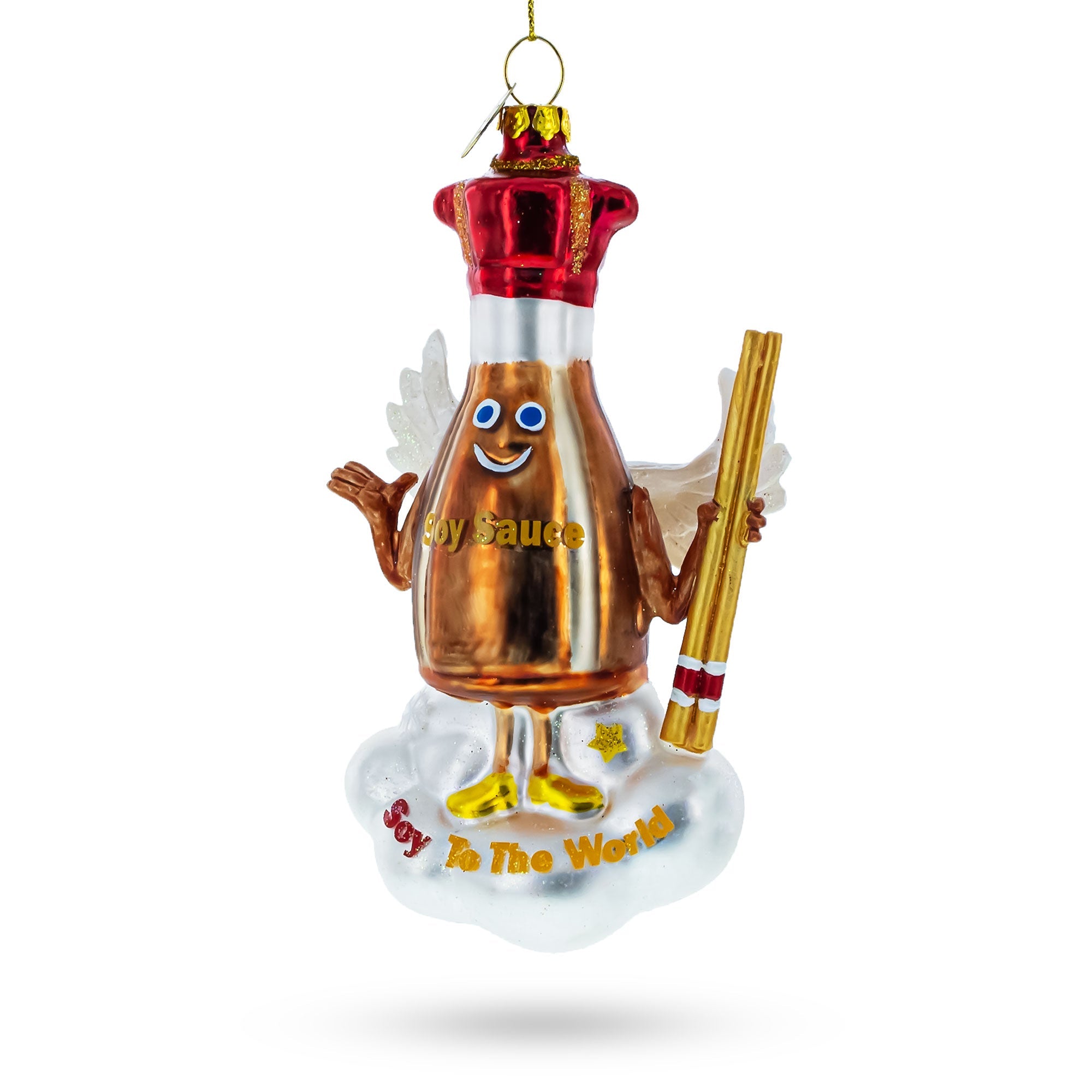 Soy Sauce with Chopsticks Glass Christmas Ornament