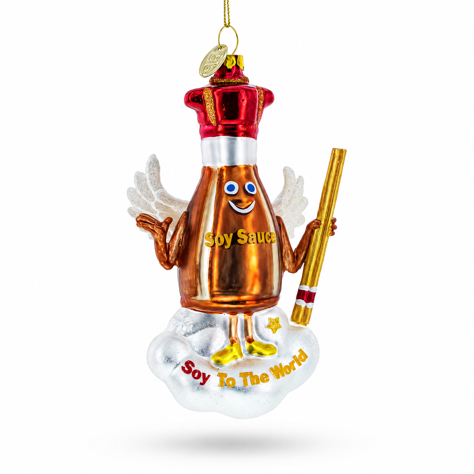 Soy Sauce with Chopsticks Glass Christmas Ornament
