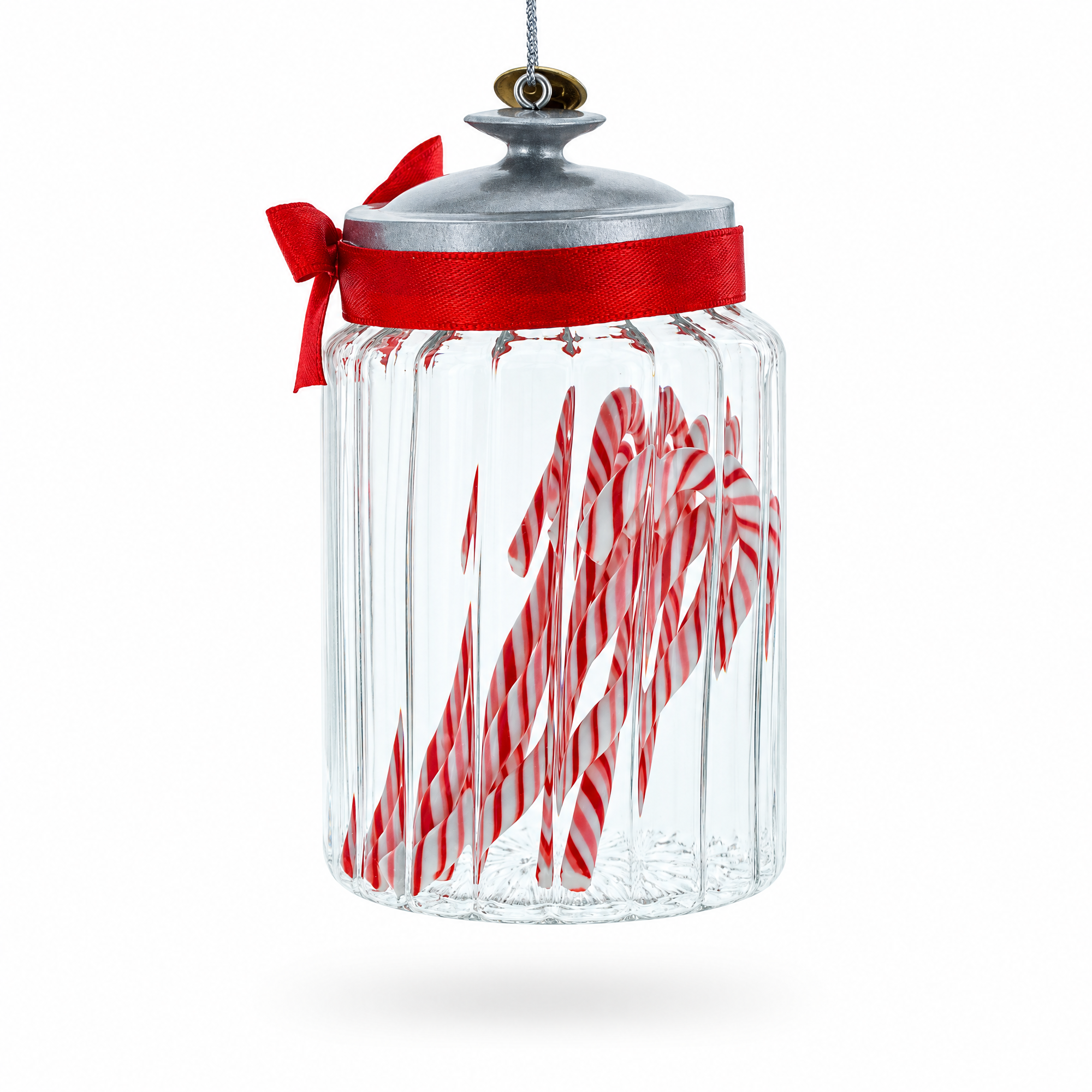 Candy Cane Jar Glass Christmas Ornament