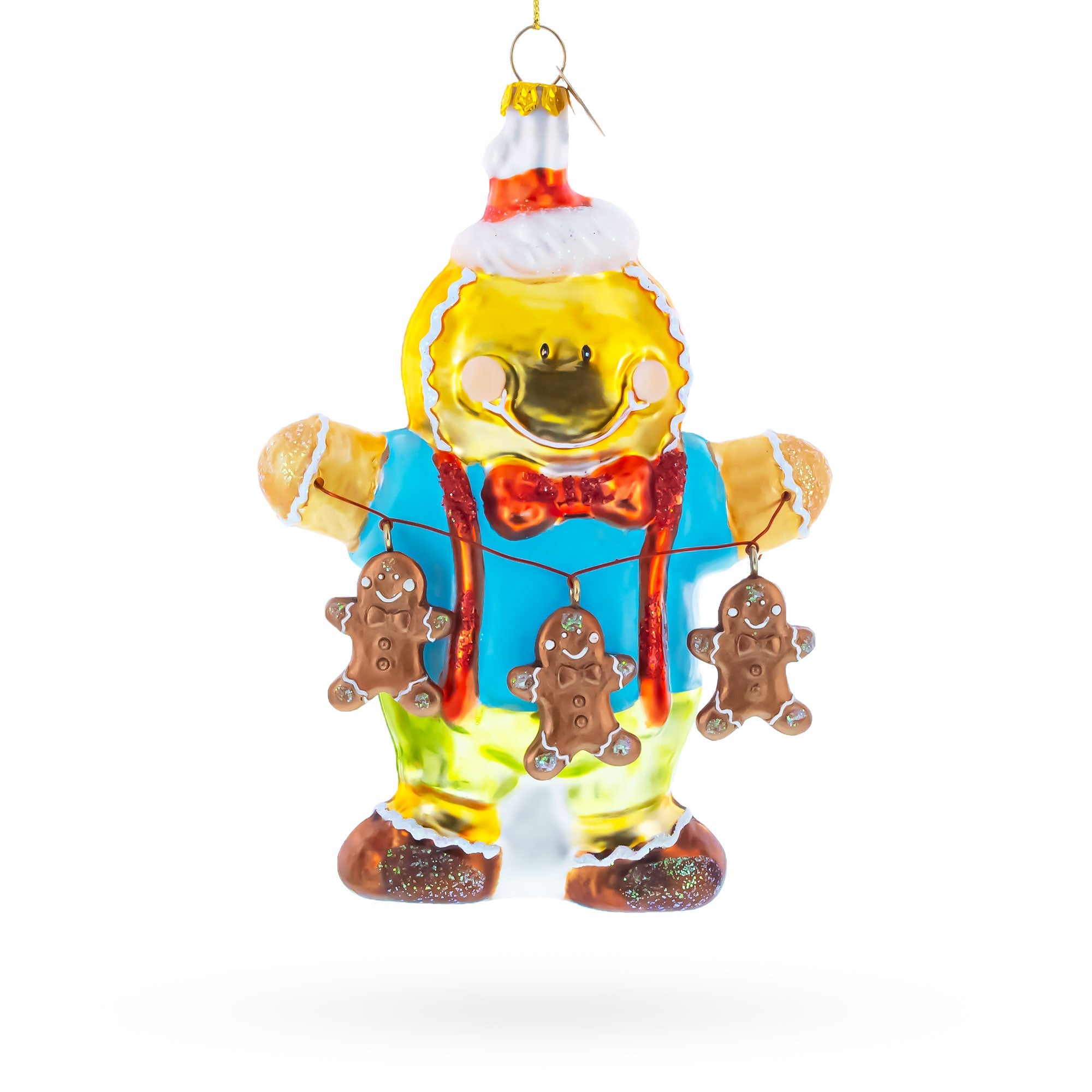 Jolly Gingerbread Man Glass Christmas Ornament