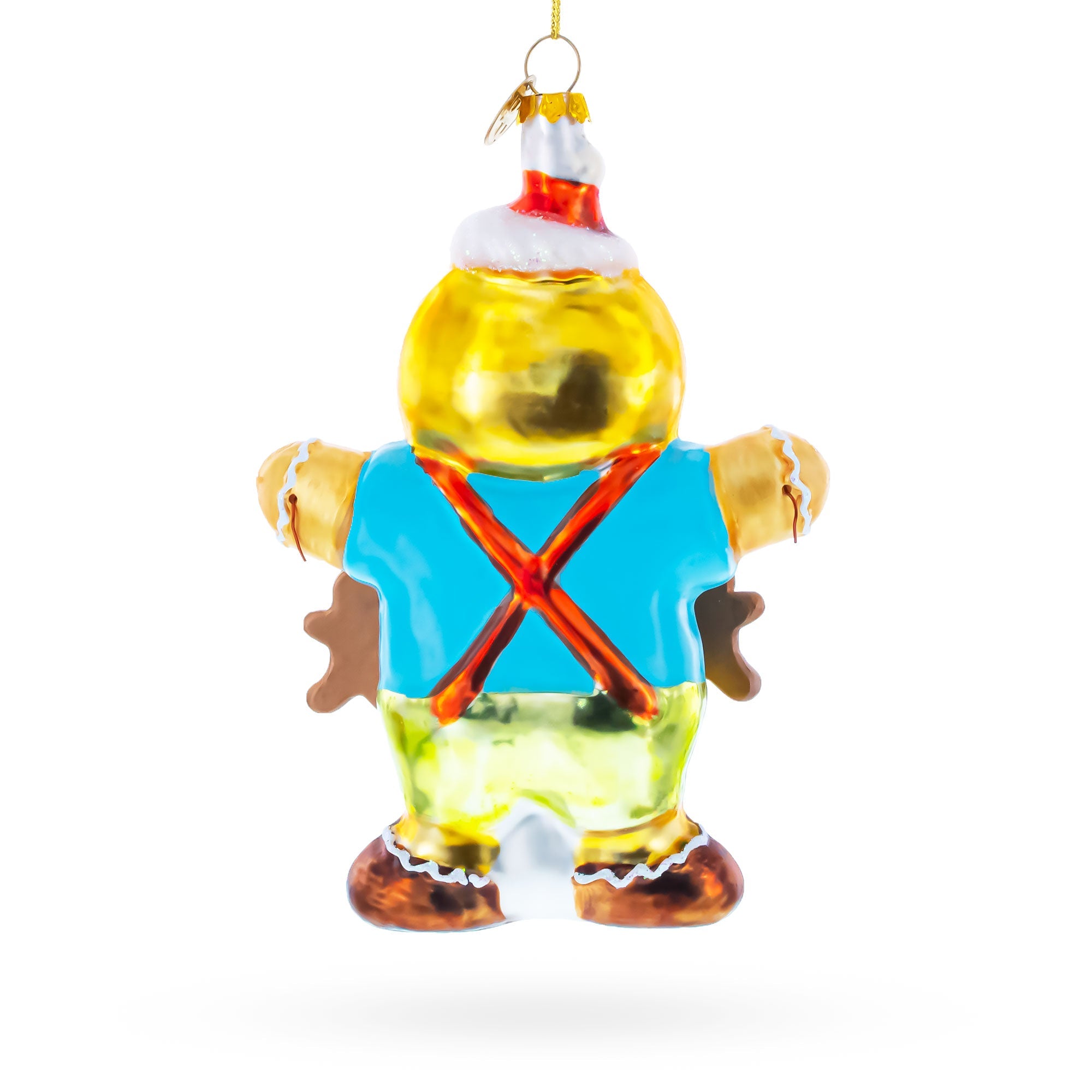 Jolly Gingerbread Man Glass Christmas Ornament